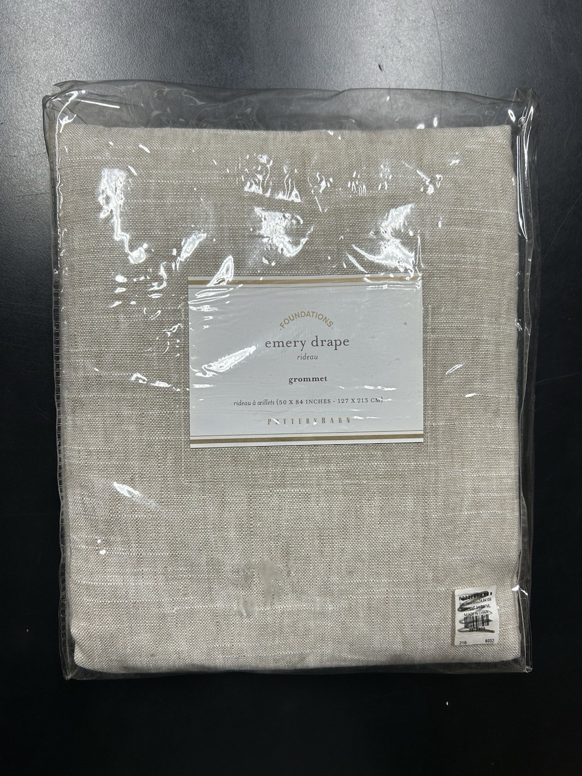 Single Pottery Barn Emery Linen Curtain Panel Oatmeal Beige 84×50 Black Grommet