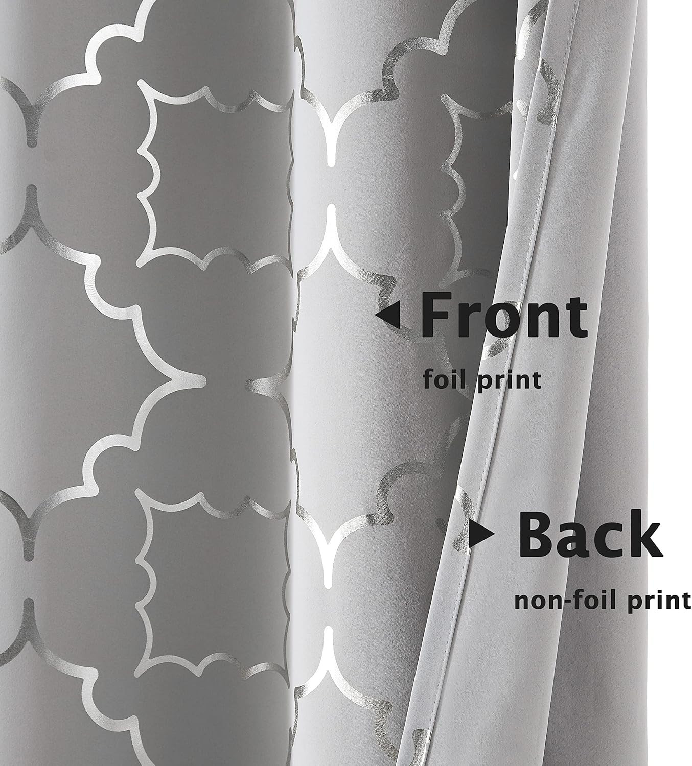 Purainbow Grey Blackout Curtain Panels for Bedroom 84″ Silver Foil Moroccan Meta
