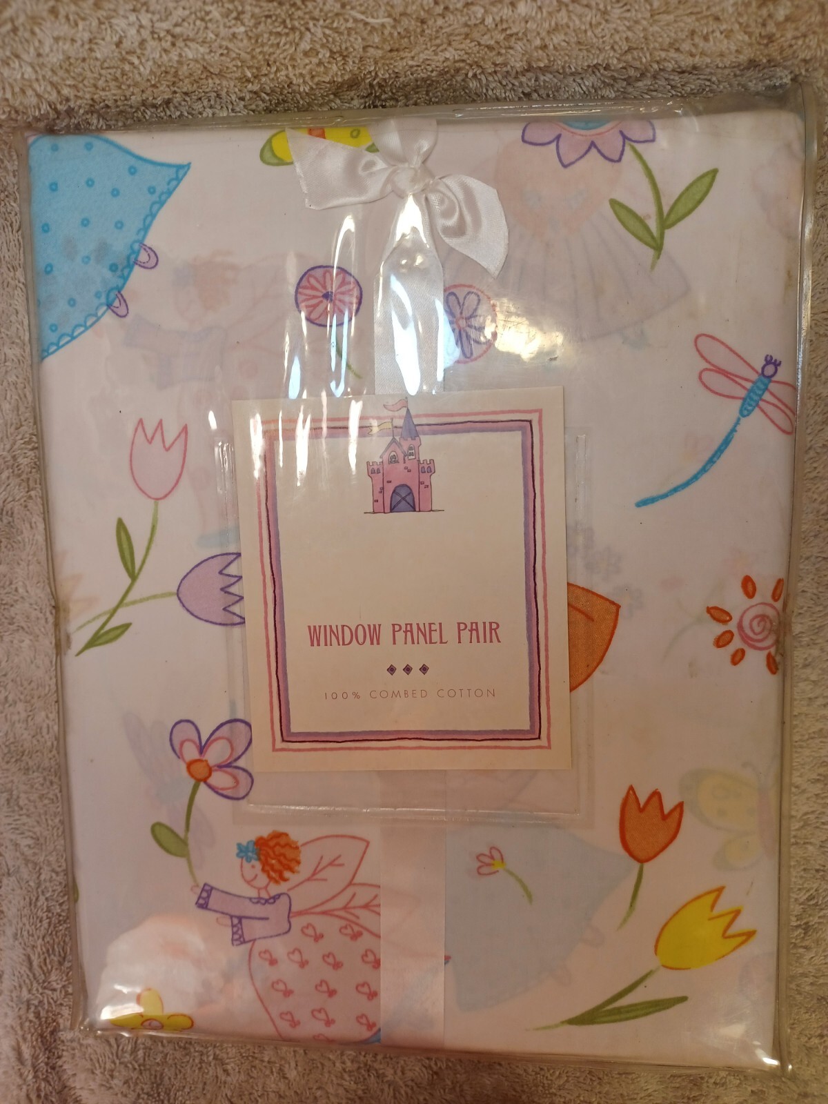 “Princesses” Castle Window Curtain Panel Pair 100% Combed Cotton