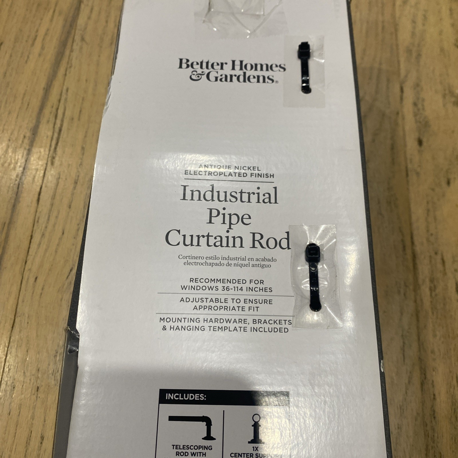Better Homes & Gardens 1″ Industrial Pipe Drapery Curtain Rod Nickel 42″ to 120″