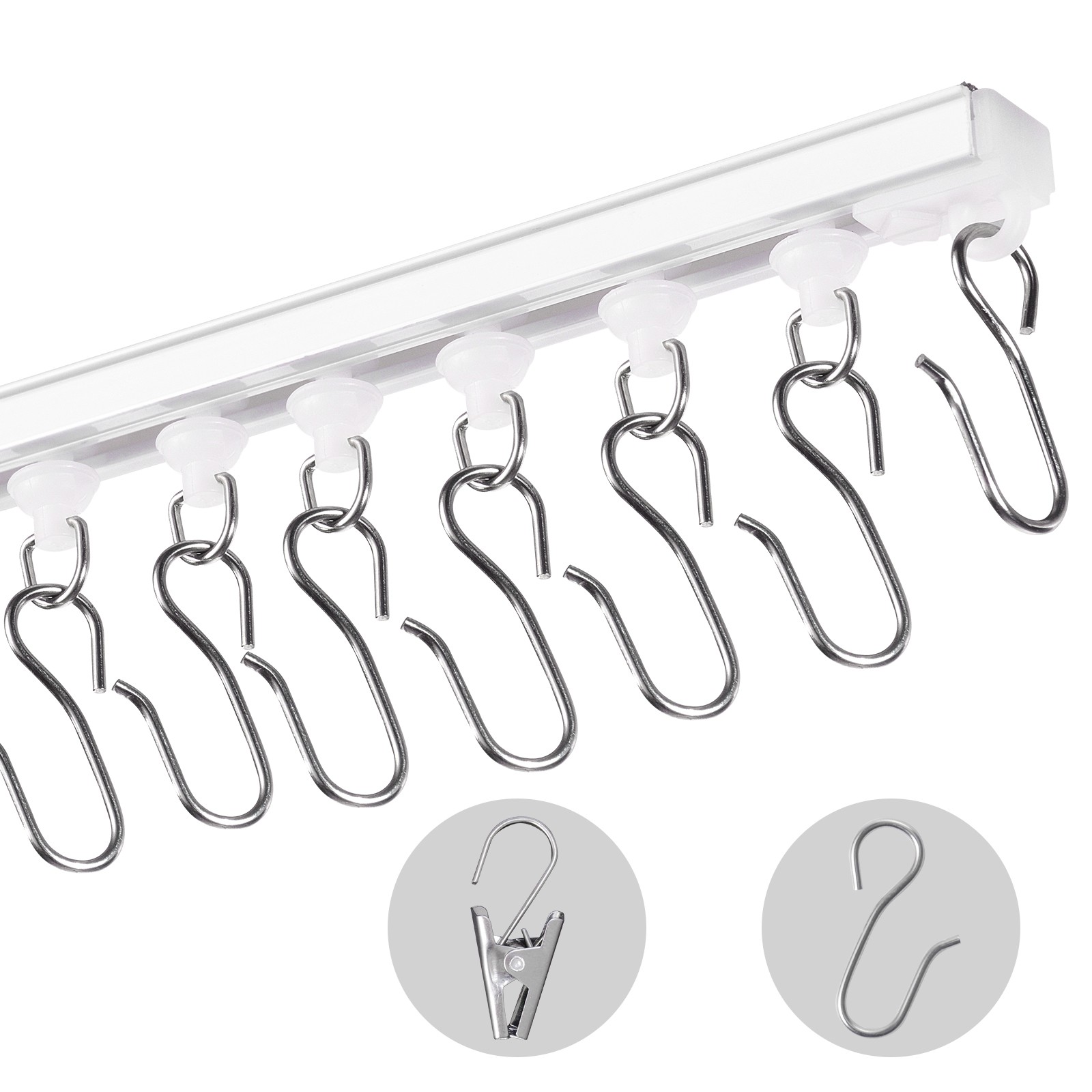 Uimoso Ceiling Curtain Track Set 9.9 FT/3 Meter Self Adhesive Room Divider White