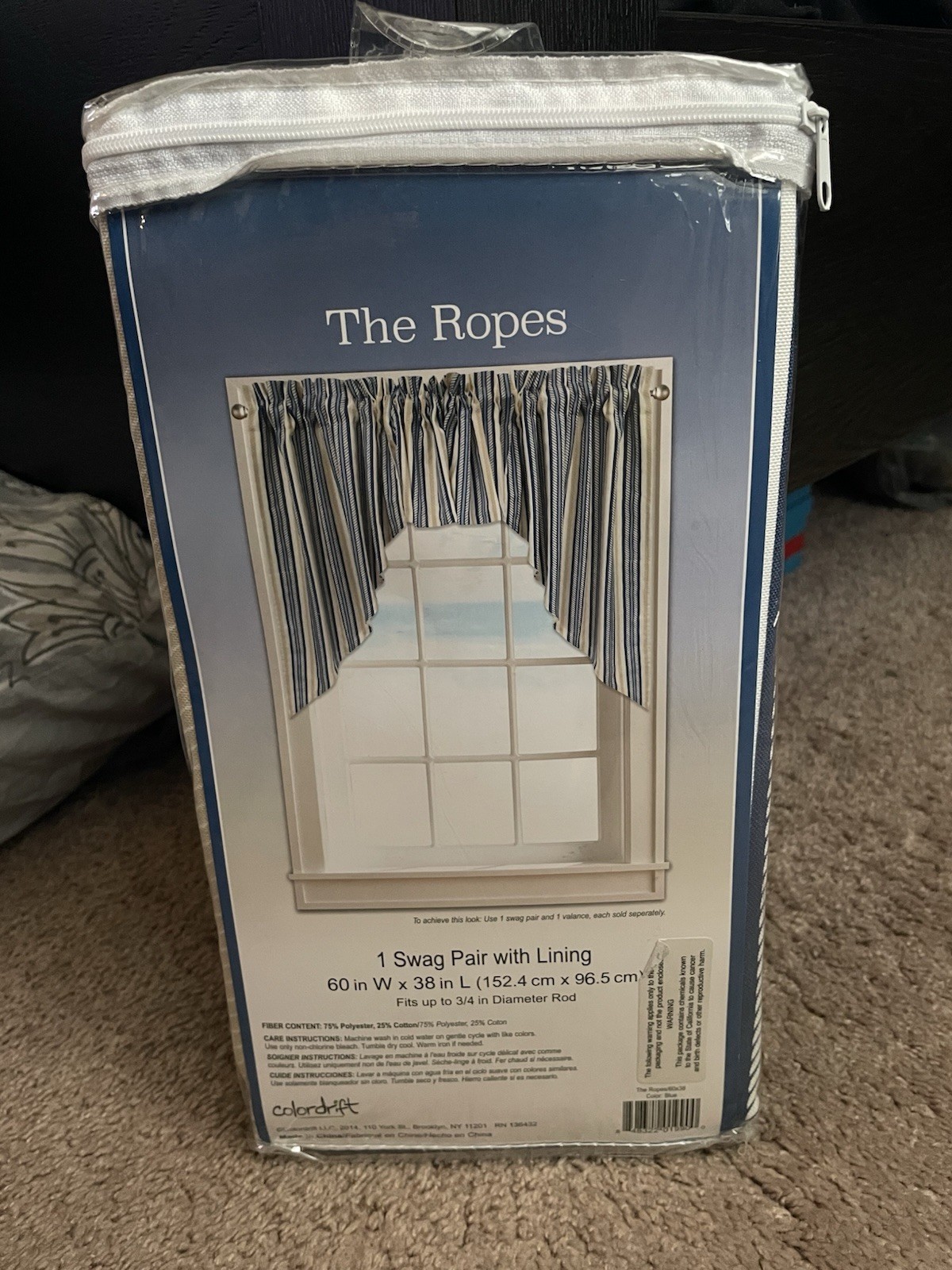 The Ropes One Swag Pair With Lining For Window Top Treatment (60 In W x 38 In L)