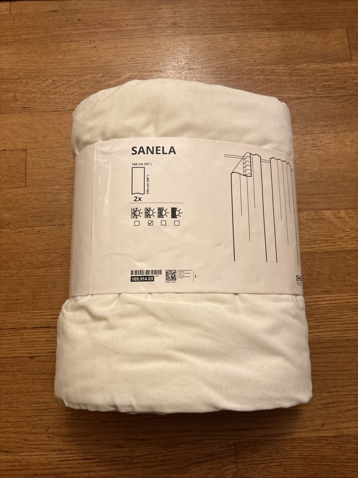 IKEA Sanela Curtains White 55 X 98″ Velvet 2 Panels 1 Pair 105.914.03
