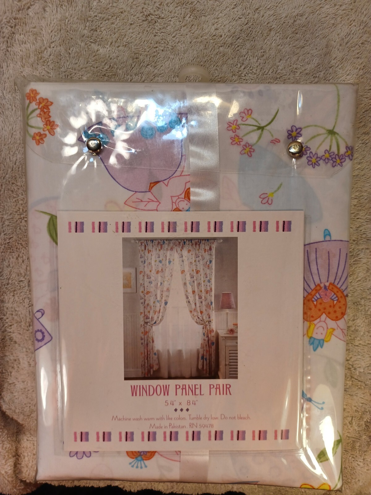 “Princesses” Castle Window Curtain Panel Pair 100% Combed Cotton