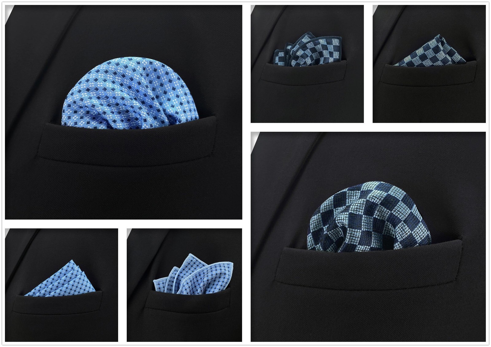 SHLAX&WING 5 Pieces Assorted Mens Silk Pocket Square X-Large, Set65