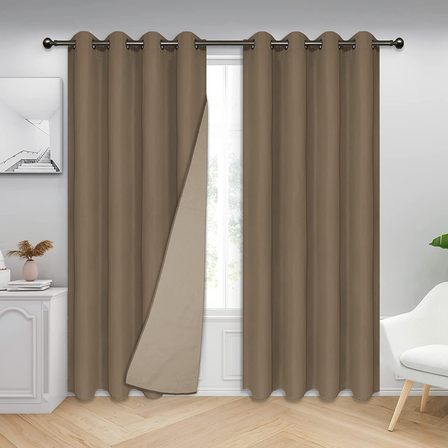 Camel 52 x 84in 100% Blackout Curtains for Bedroom Thermal Insulated Window