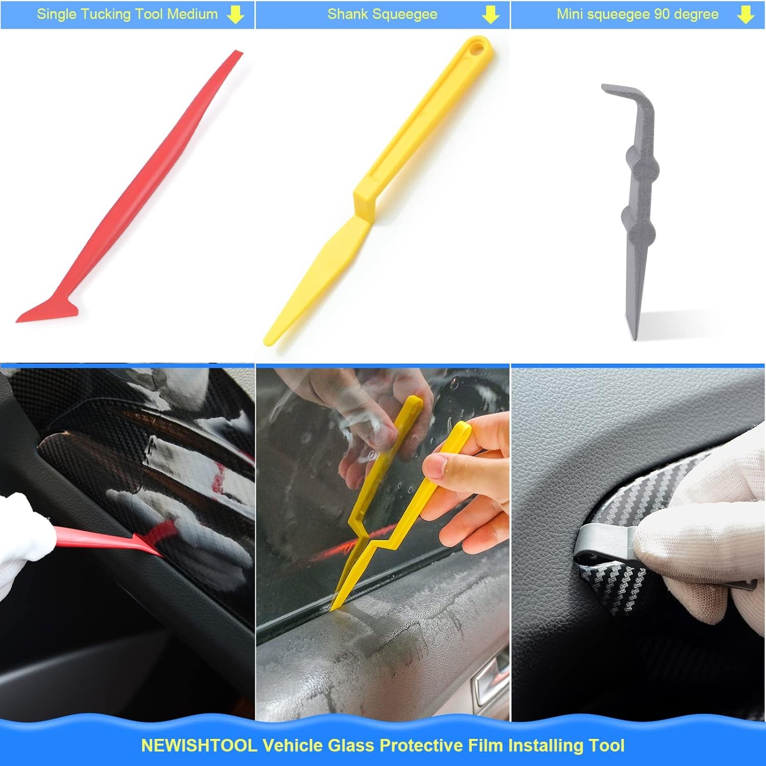 NEWISHTOOL Window Film Application Kit Car Tint Installation Tools with Spray Bo