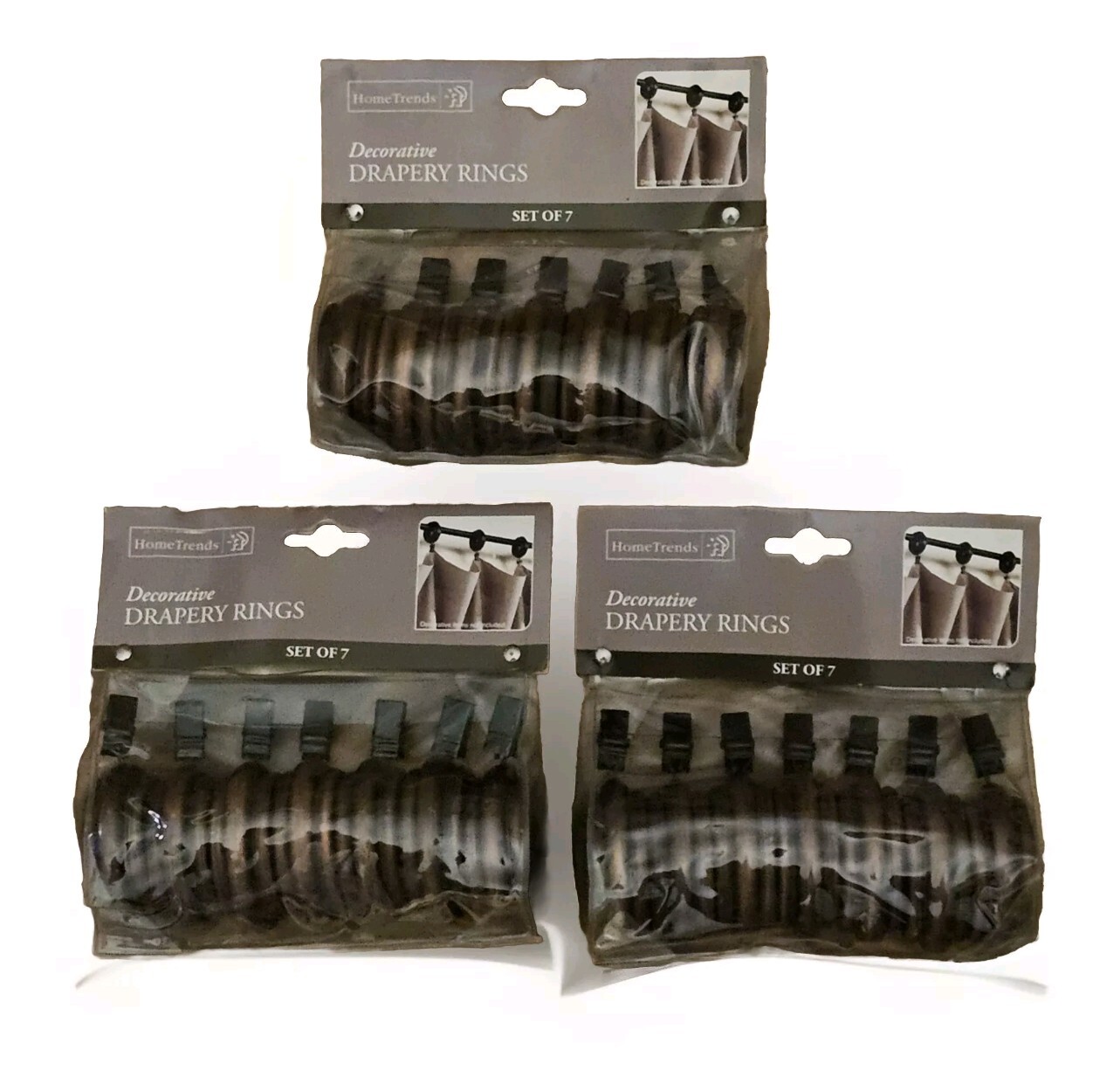 Home Trends Copper Decorative Drapery Curtain Rings 3 Sets 21 Total New In Pack