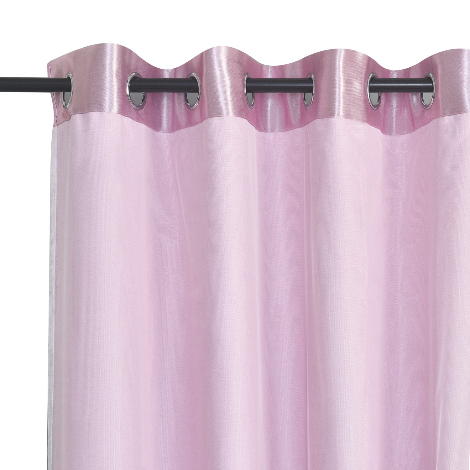 2 Panels Double Layered Curtains with White Sheer Tulle, Grommet Drapes