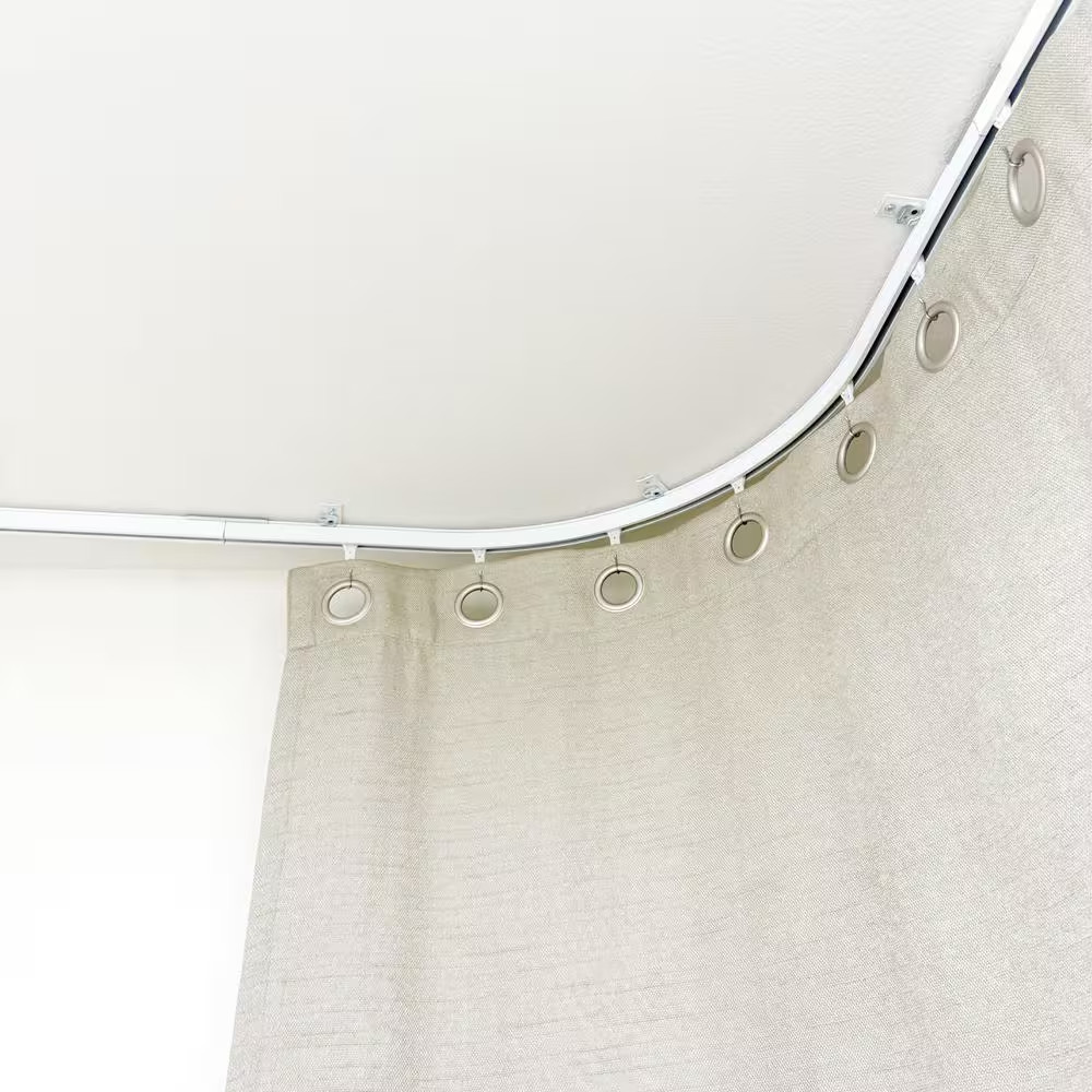 Heavy Duty 1 In. Dia Ceiling Mounted 90° Curved Corner Single Curtain Track 12 F