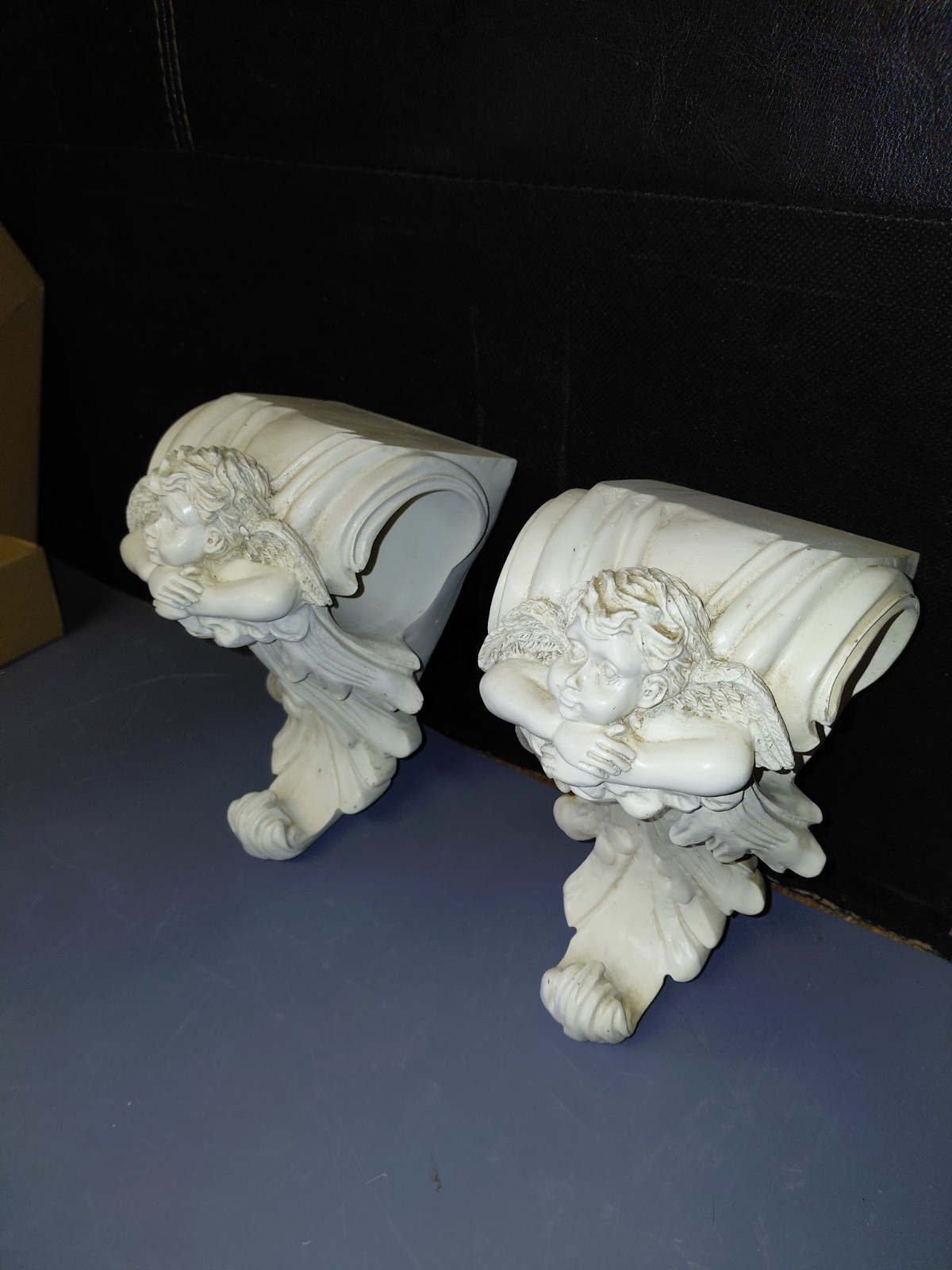 Set of (1 Pair) VTG Angel Drapery Curtain Rod Wall Sconce Corbel Swag Holders