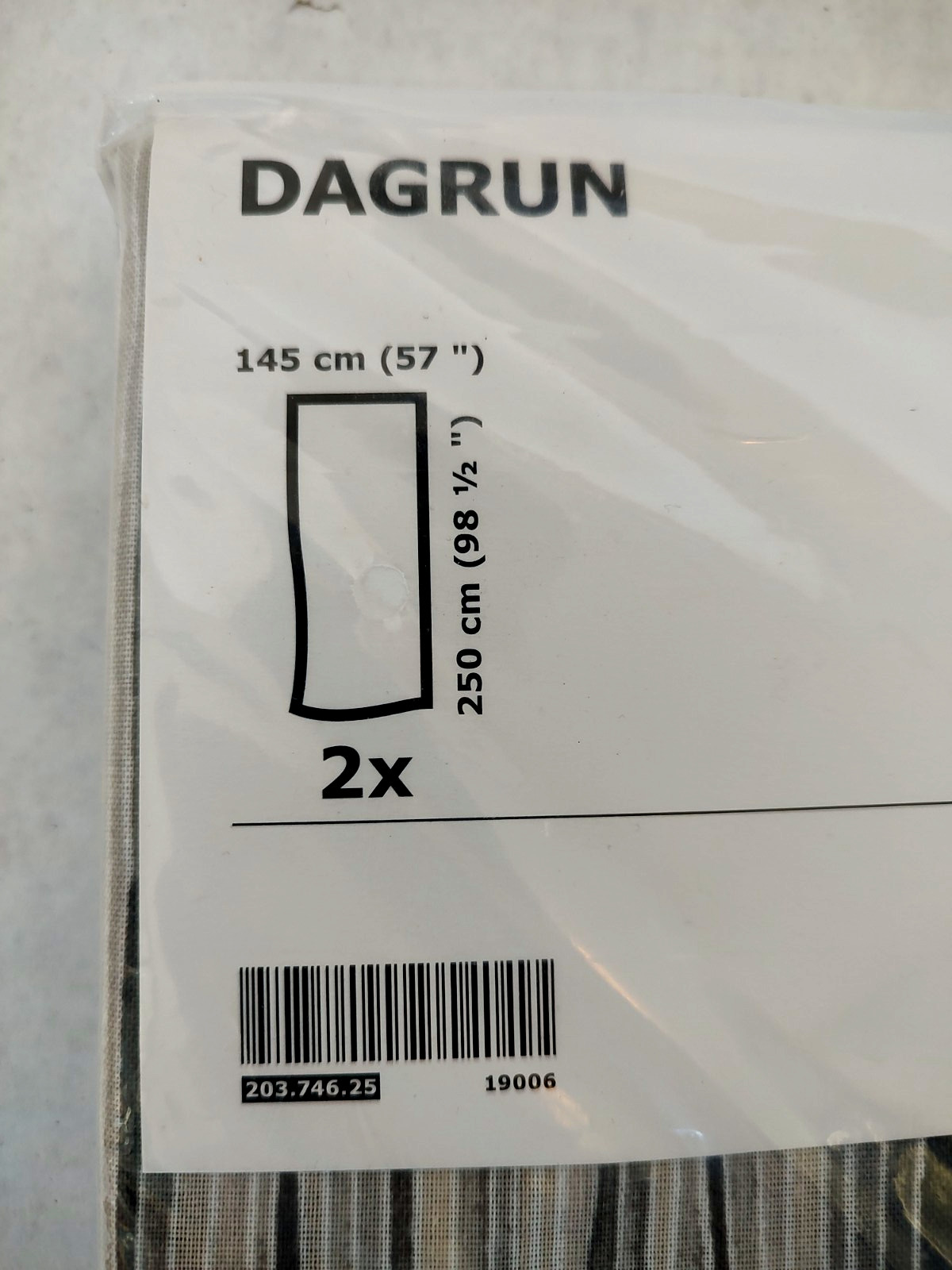 IKEA Dagrun Grey Beige Striped Curtains 2 Panels 57″x 98 1/2″ New NIP