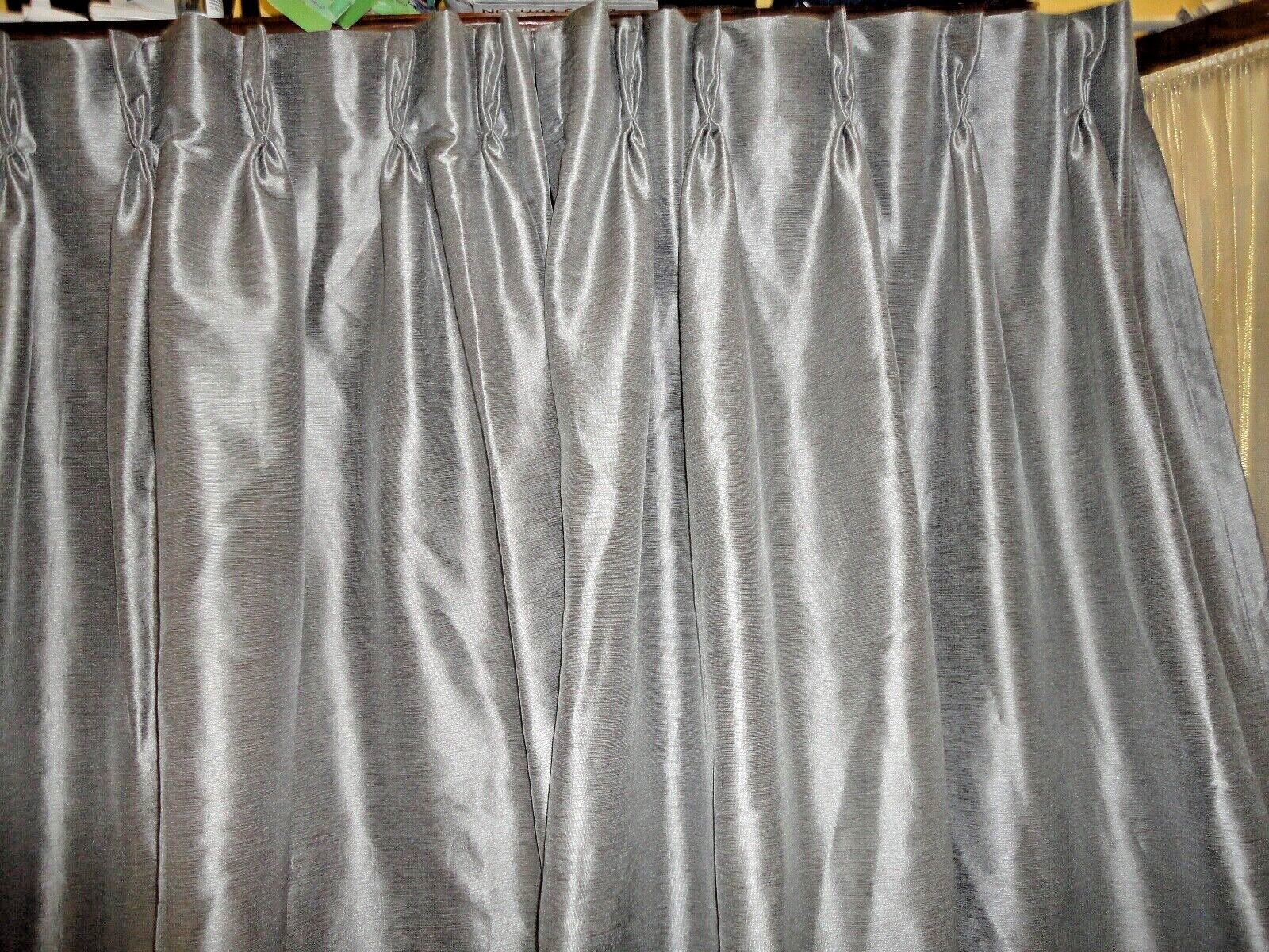 PERI GRAY SPELLBOUND TEXTURED (2) PINCH PLEATED PANELS WINDOW CURTAINS 32 X 106