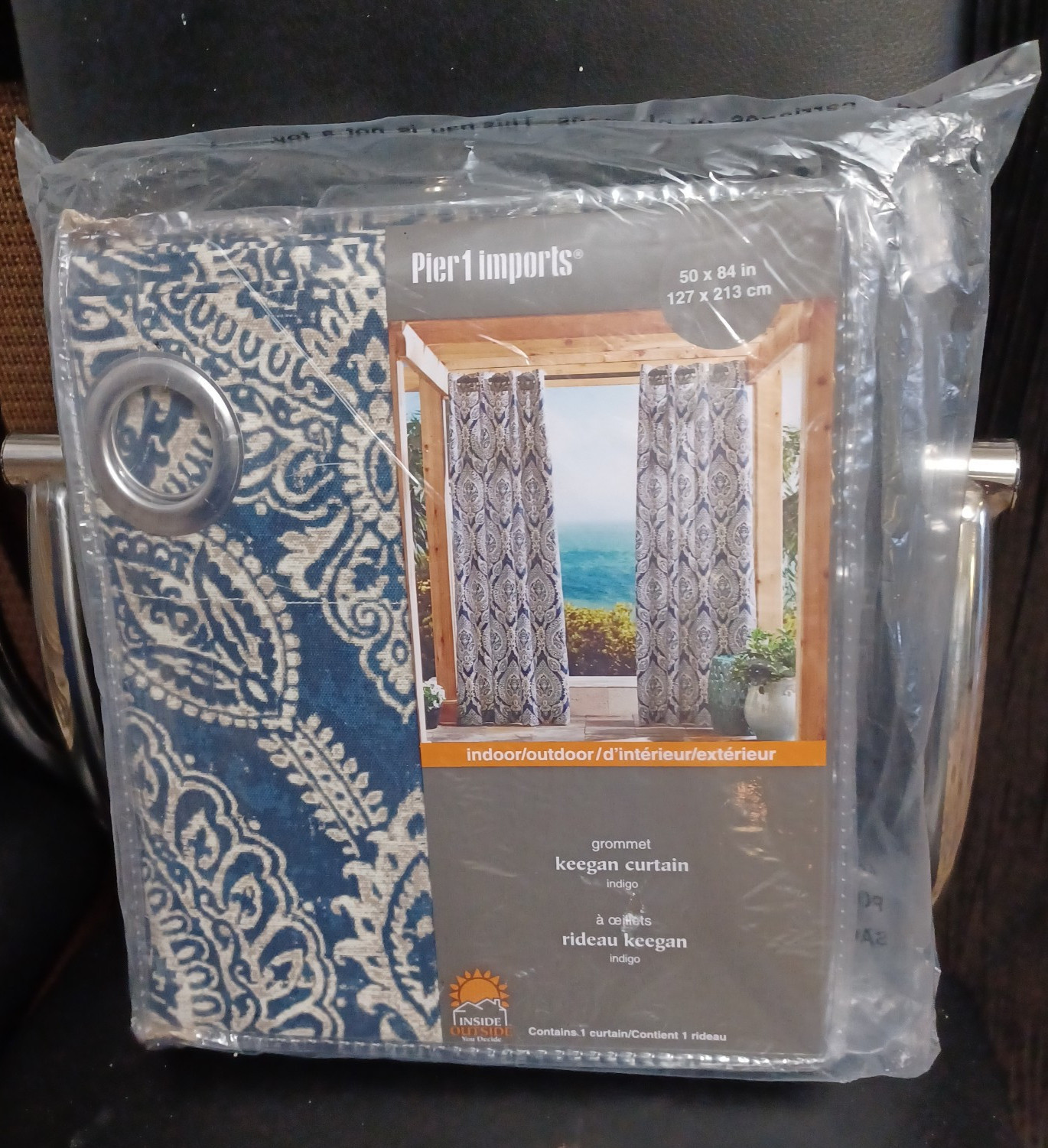 Set of 2 Pier 1 Imports Vibrant Keegan Indigo Grommet Curtain Panel 50 x 84″ New