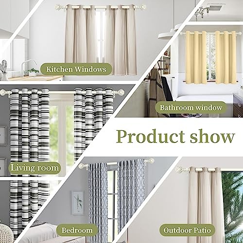 White Farmhouse Curtain Rods for Windows:18-45″ 18-45″ & 1pack Antique White