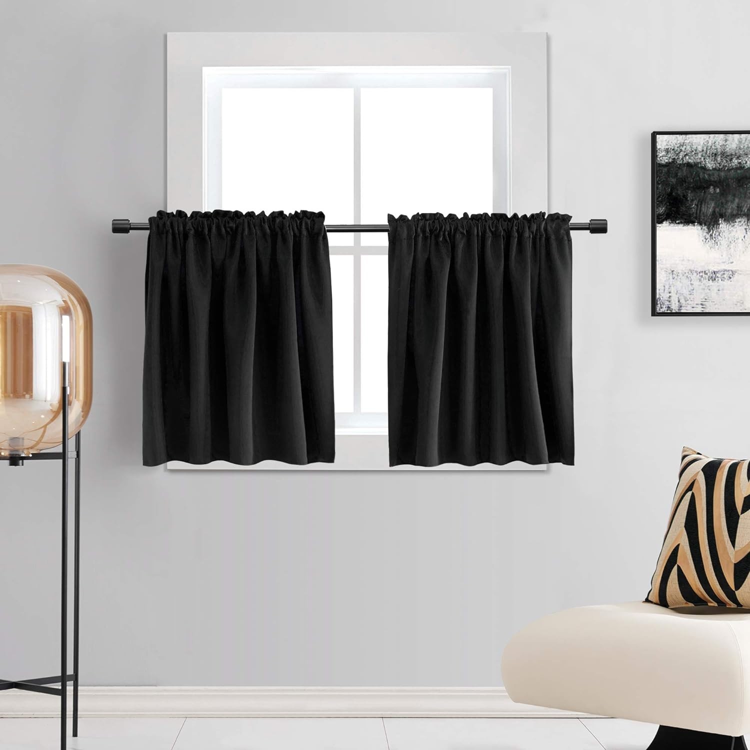 24 Inch Length Curtains- 2 Panels Blackout Thermal Insulating Small Curtain T…