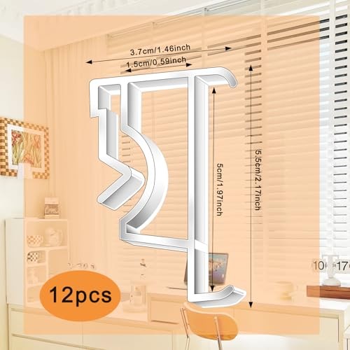 12pcs Valance Clips for Levolor Blinds,2 Inch Clear Blind Clips Plastic Hidden