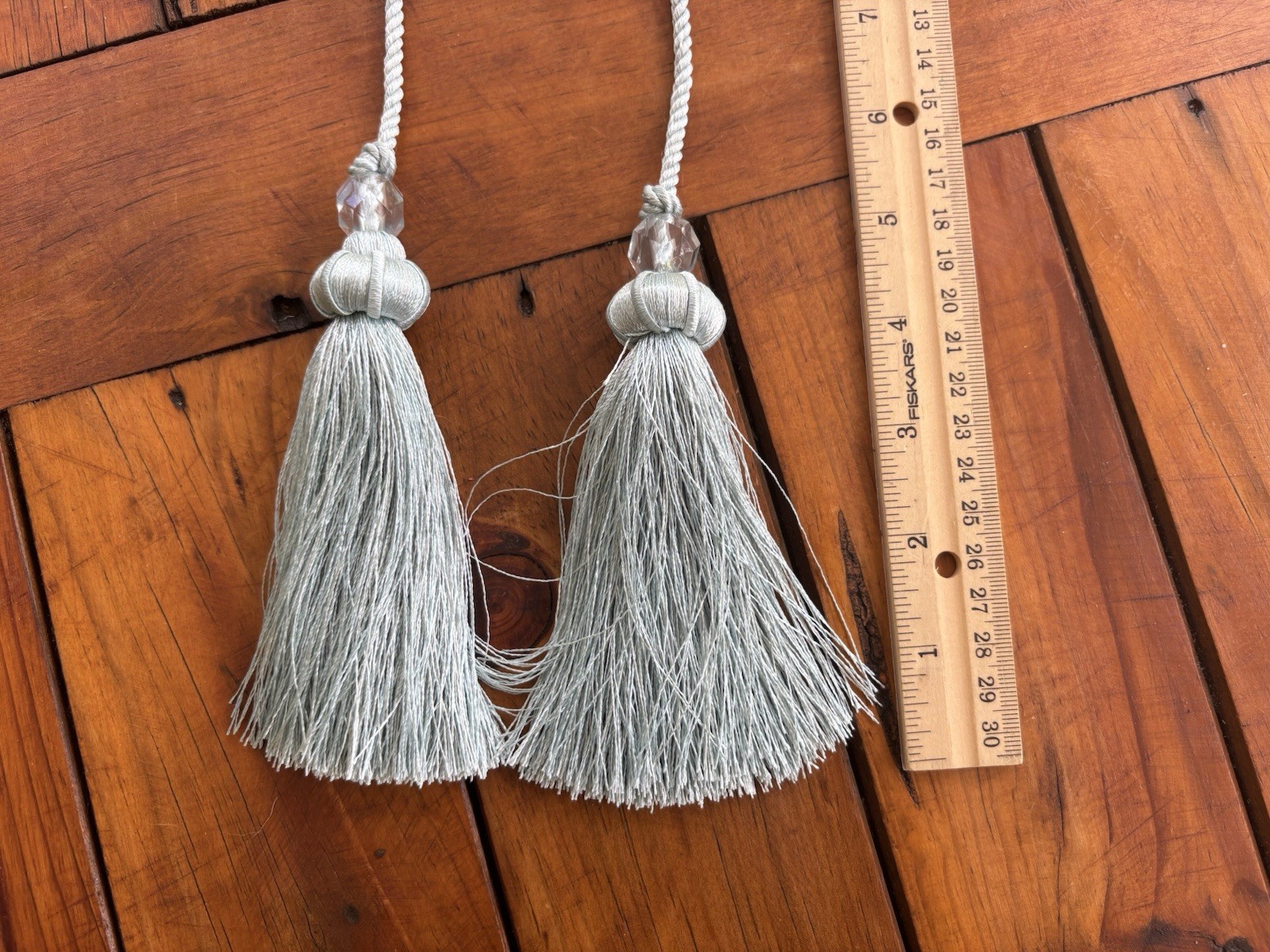 Double Tassel Curtain Tie Back 5″, Light Blue