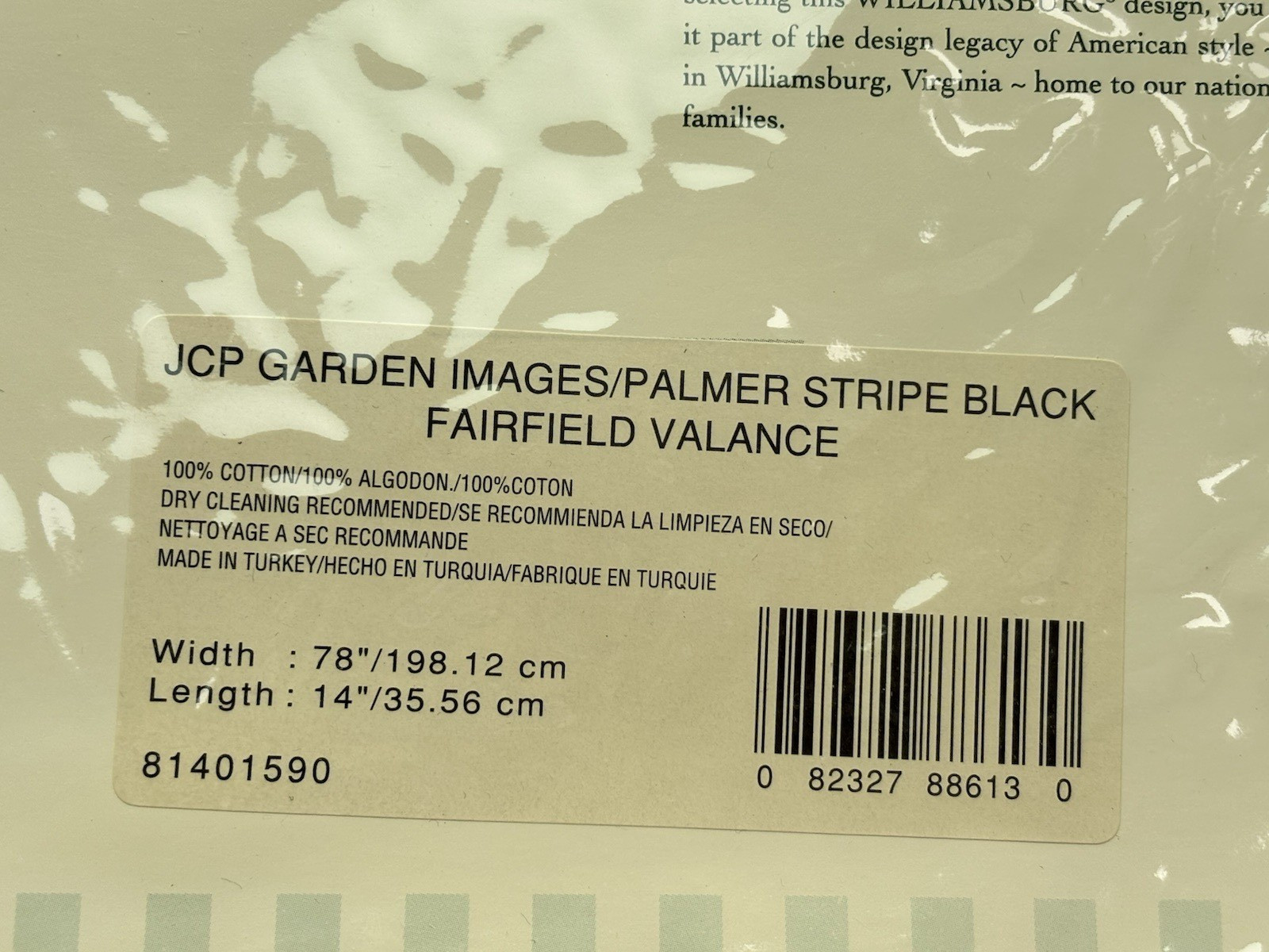 NWT WAVERLY (1) Williamsburg Garden Images Black Ascot Valance 78 x 14 See Note