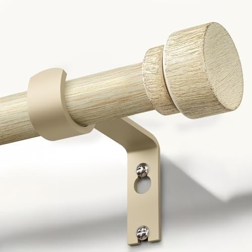 Wood Curtain Rods for Windows 66 to 120 Inches 1″ Diameter Boho Decorative He…
