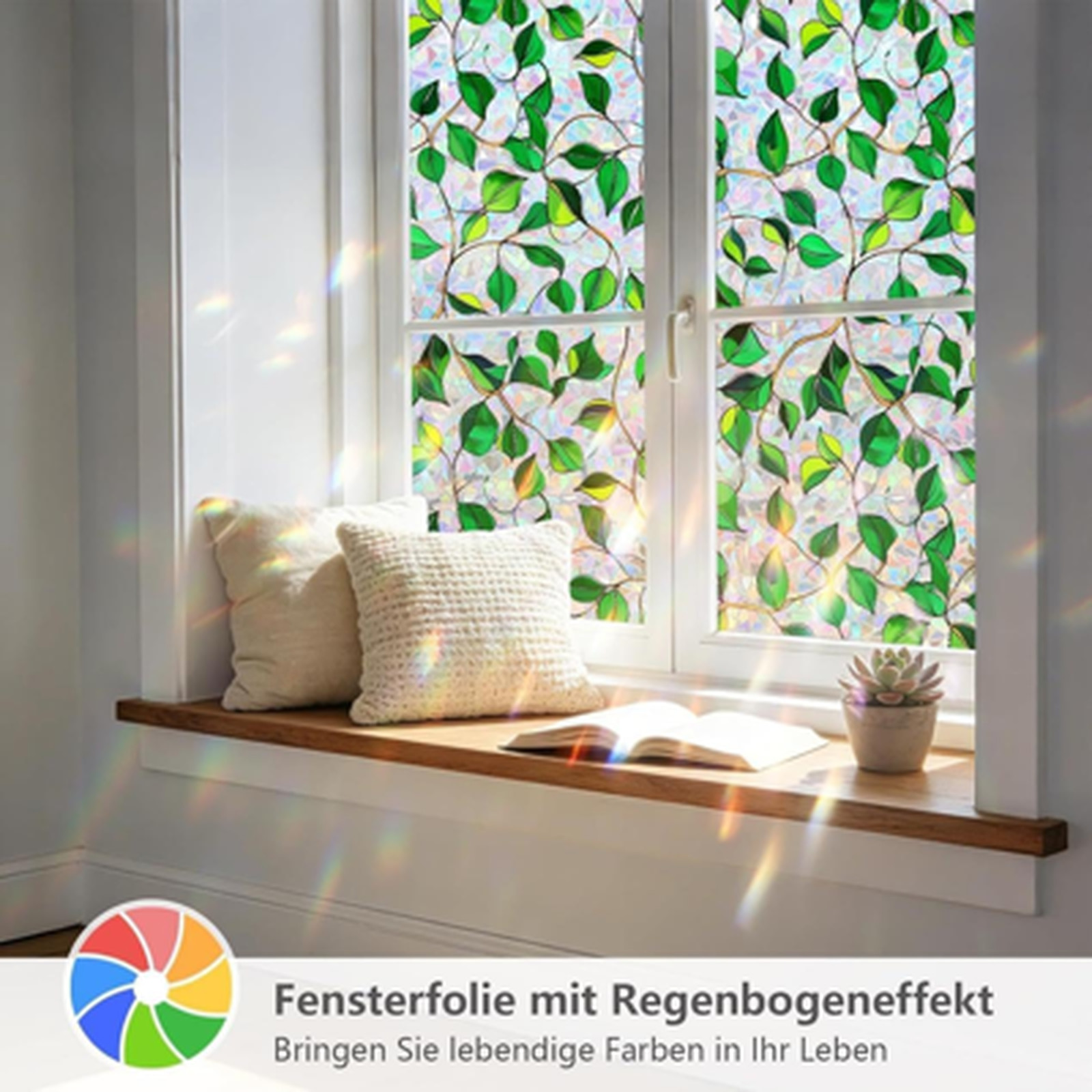 Decorative Rainbow Window Privacy Film UV Sun Protection Static Cling Removable