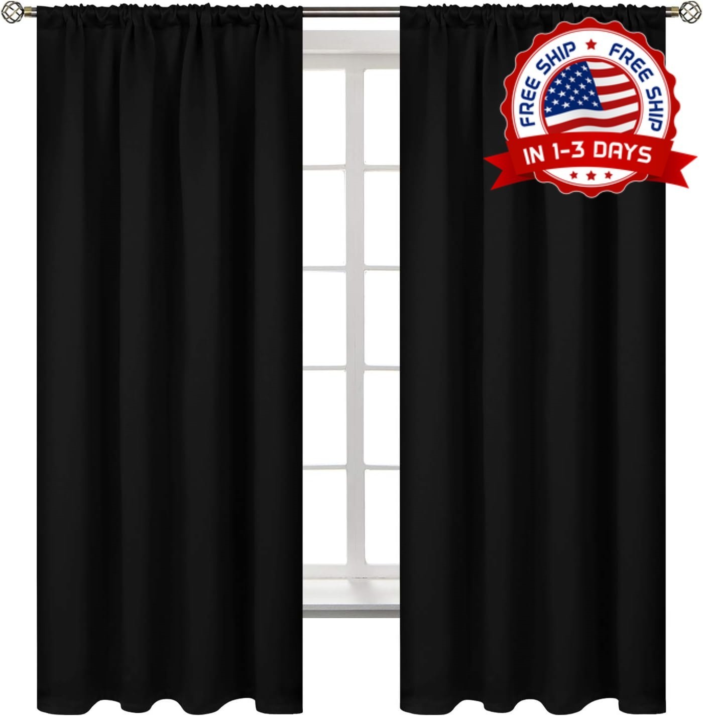 Cortinas de opacas negras para termicas 2 paneles 42×63 pulgadas dormitorio