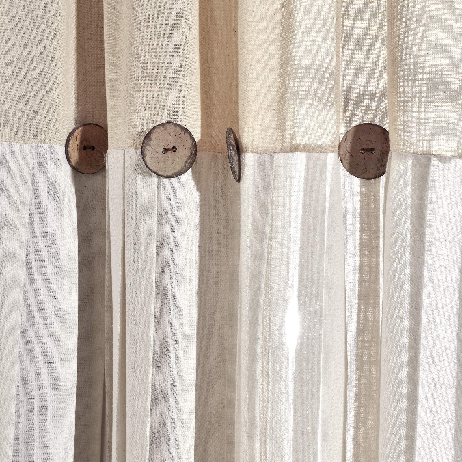 Lush Decor Linen Button Window Curtain Panel, Single, 40 W x 45 L, Linen – Count