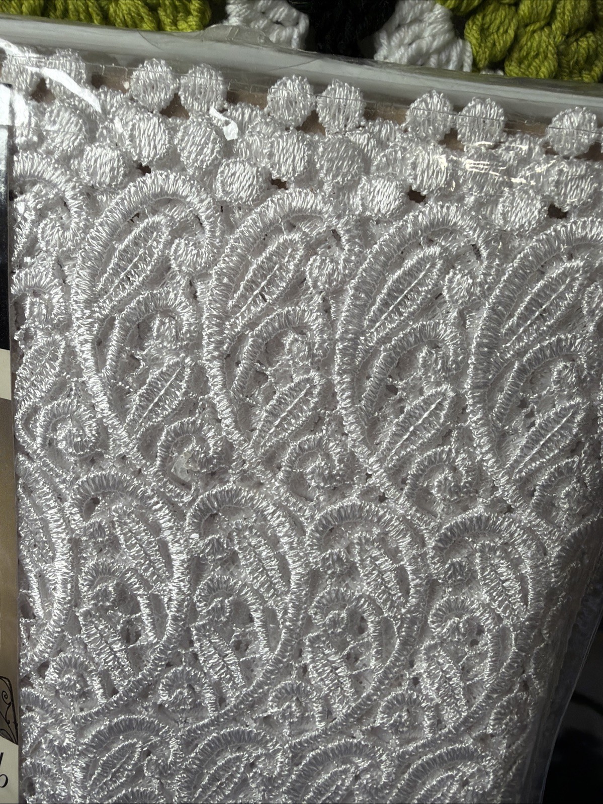Vintage Macrame Tab Window Scarf White Lace Curtain Drape 40×144