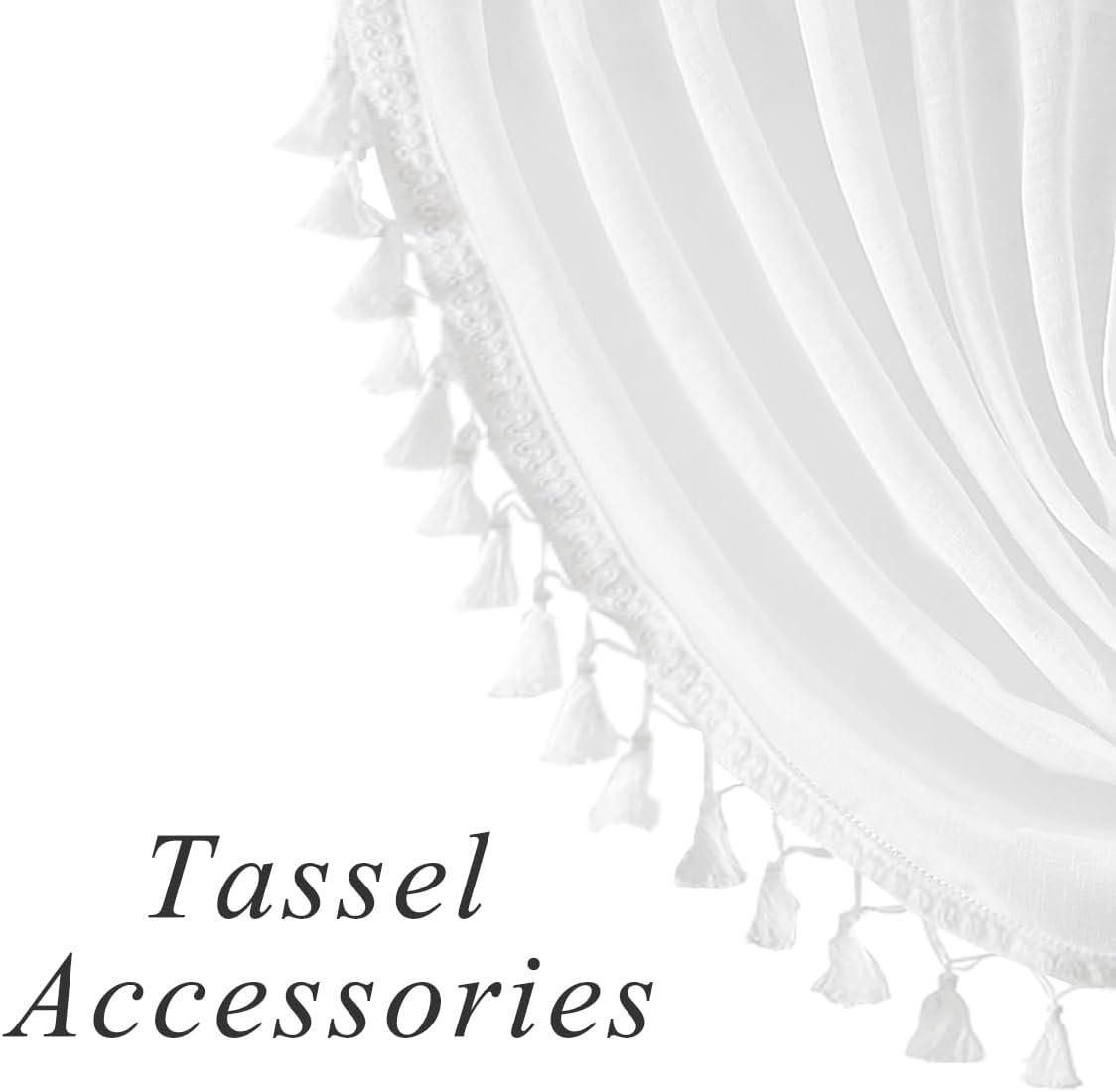 White Solid Waterfall Valance Window Curtain Linen Texture Rod Pocket with Tasse