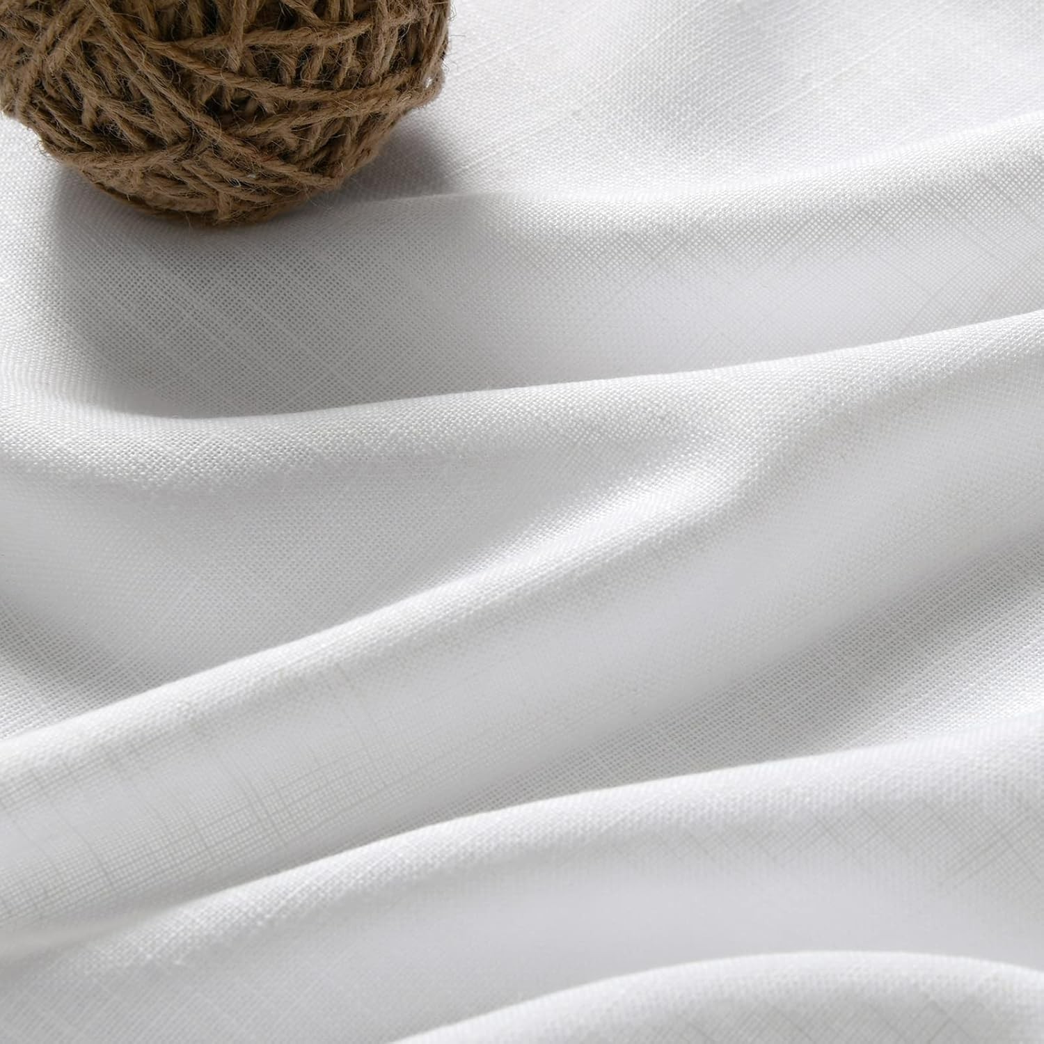 Solid White Curtains 96 Inches Long 2 Panels Back Tab Sheer Linen (C-0240)