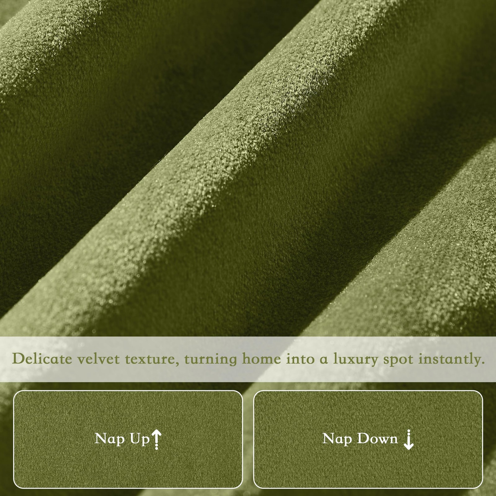 Olive Green Pinch Pleat Velvet Curtains, Super Soft Room Darkening Bedroom Cu…