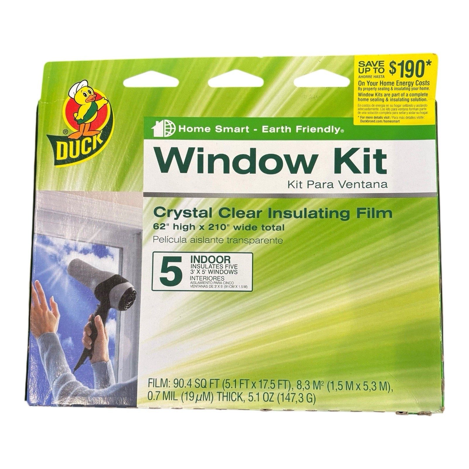 Duck Brand Shrink Film Window Insulation Kit – Indoor, 5 Window 62 in. x 210 in.
