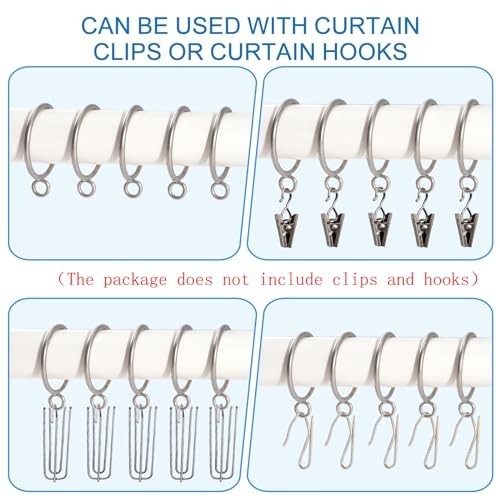 44 Pack Metal Curtain Rings with Eyelets, 1.5″ Drapery Rings for Pinch Pleat Cur