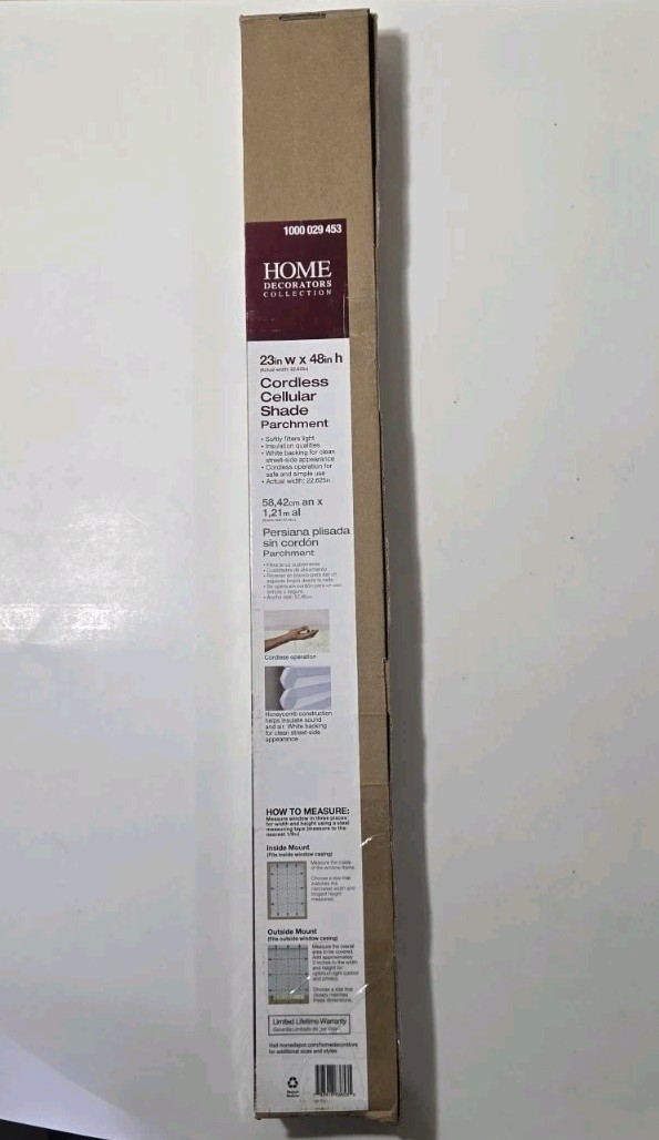 New HDC- Cordless Cellular Shade Light Filtering 23in W x 48in H(1000 029 453)