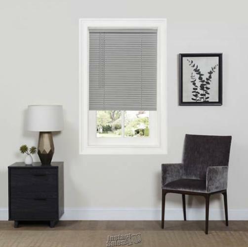 Achim Cordless GII Deluxe Room Darkening Mini Window Blind, Grey 27″x64″ Push