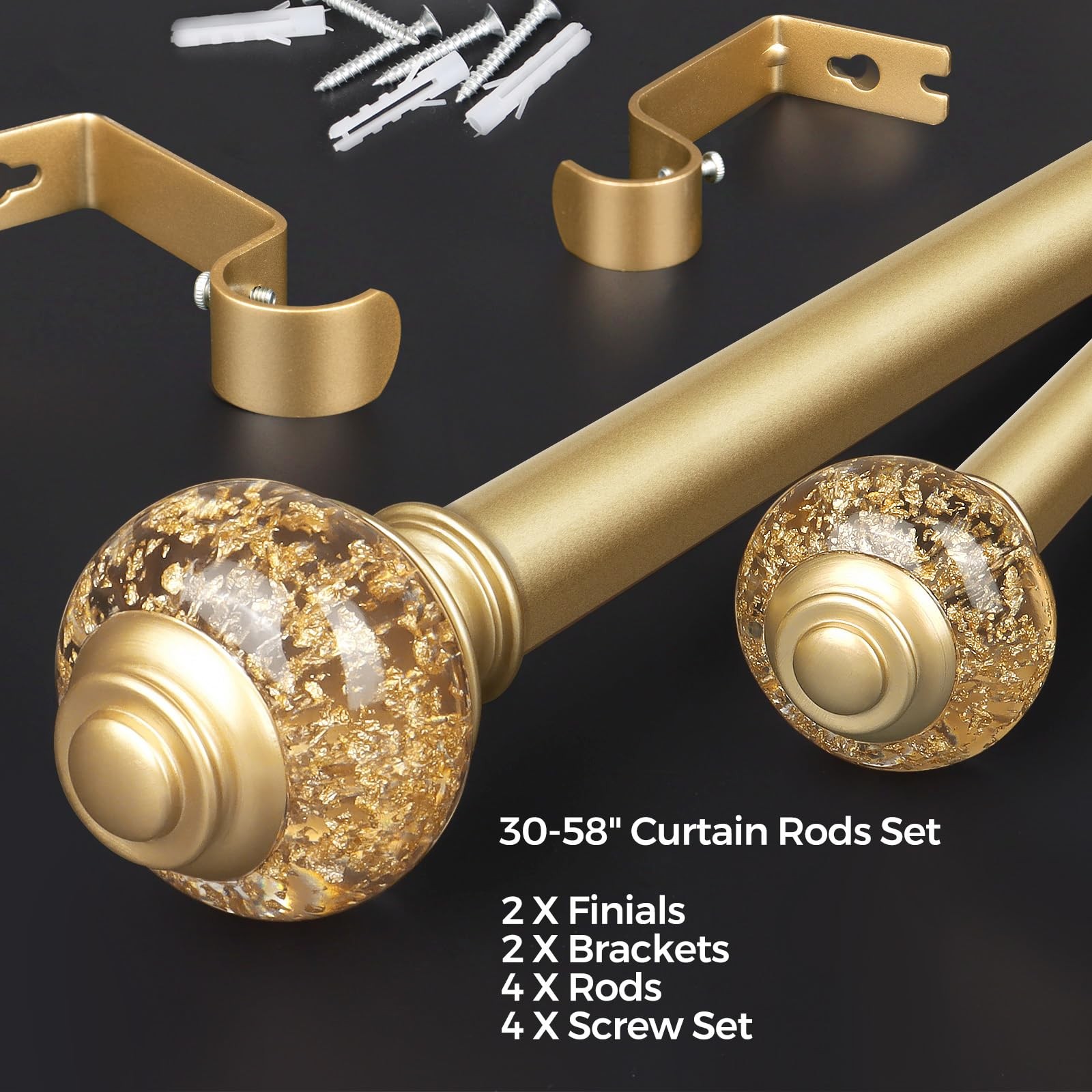 Curtain Rods 32 to 58 Inches (2.6-4.8ft), 7/8 Inch Telescoping Splicing Drape…