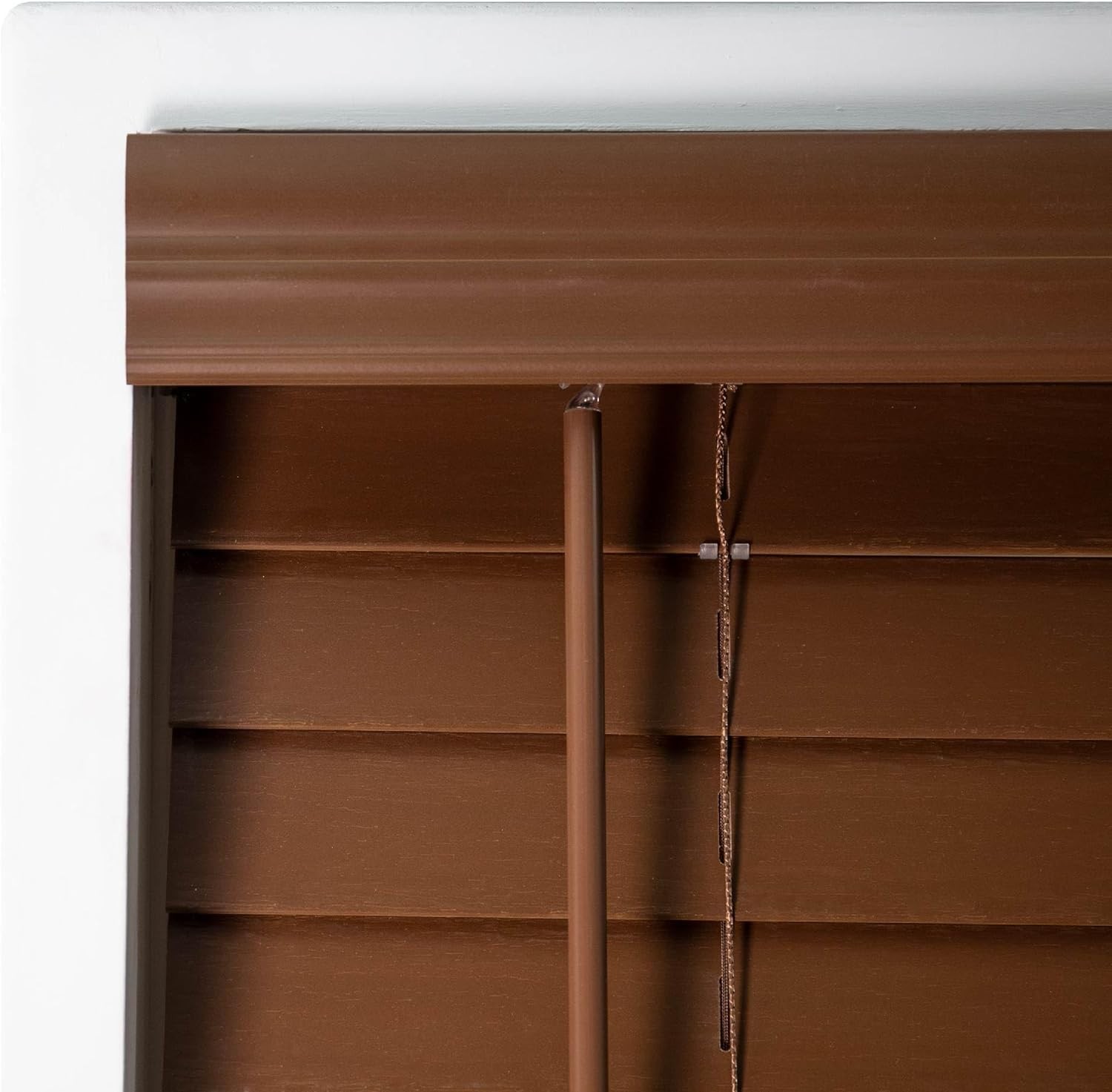 Cordless 2″ Signature Faux Wood Blind, 41″ W x 48″ H, Bark Brown