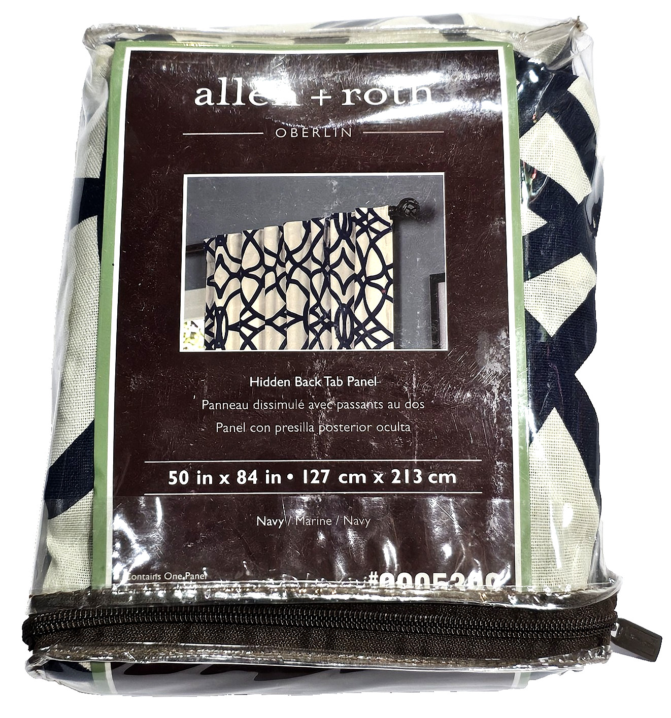 New Allen + Roth Oberlin Hidden Back Tab Panel 50in X 84in Navy