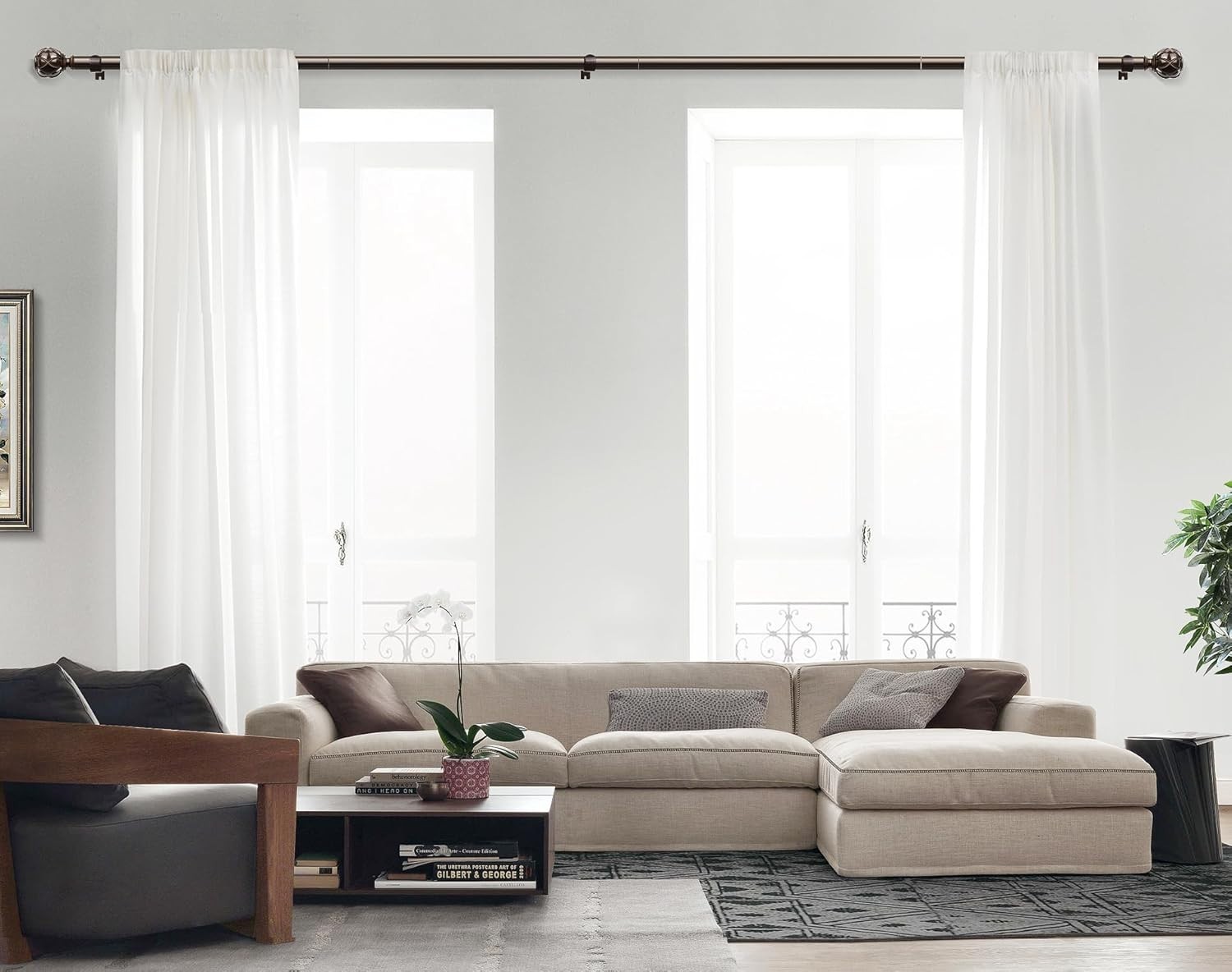 KAMANINA White Curtain Rods for Windows 72 to 144 Inches (6-12ft) Long Heavy Dut