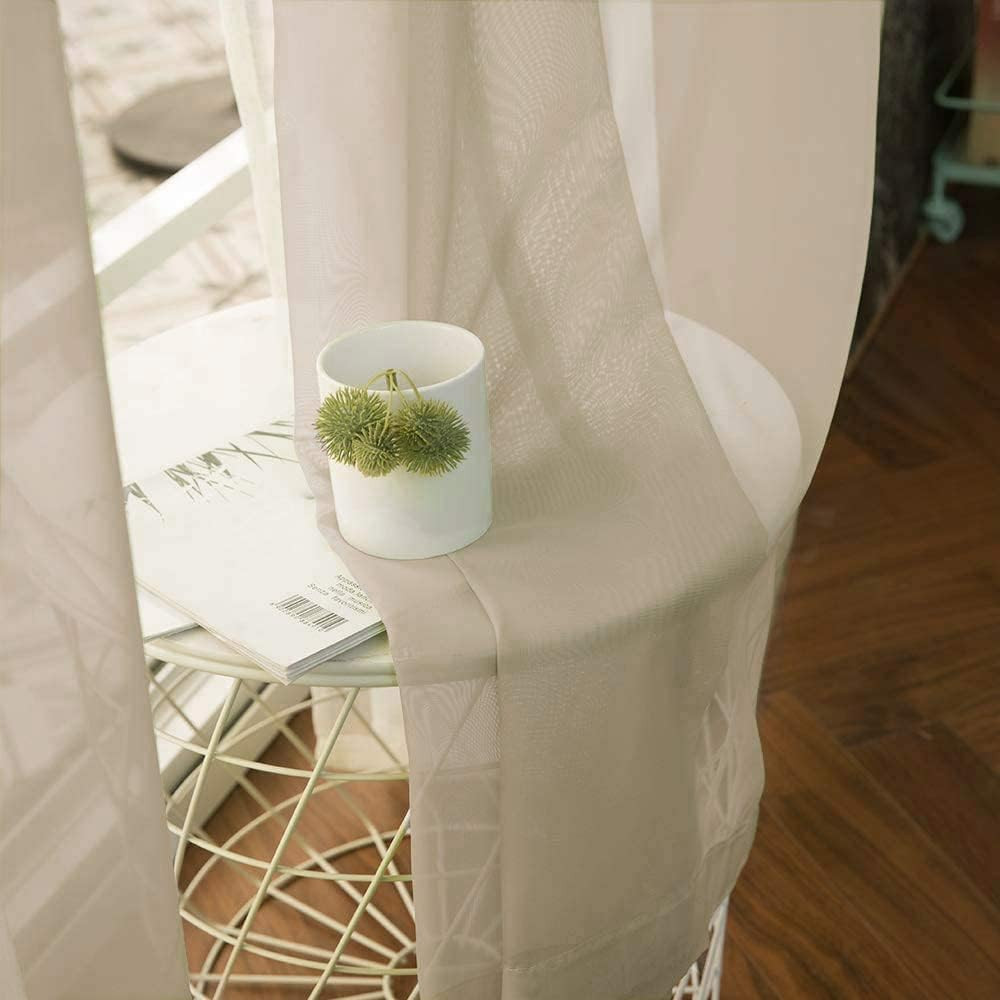 MIULEE Solid Color Sheer Curtains 63 Inches Long 2 Panels Set – Elegant Lightwei