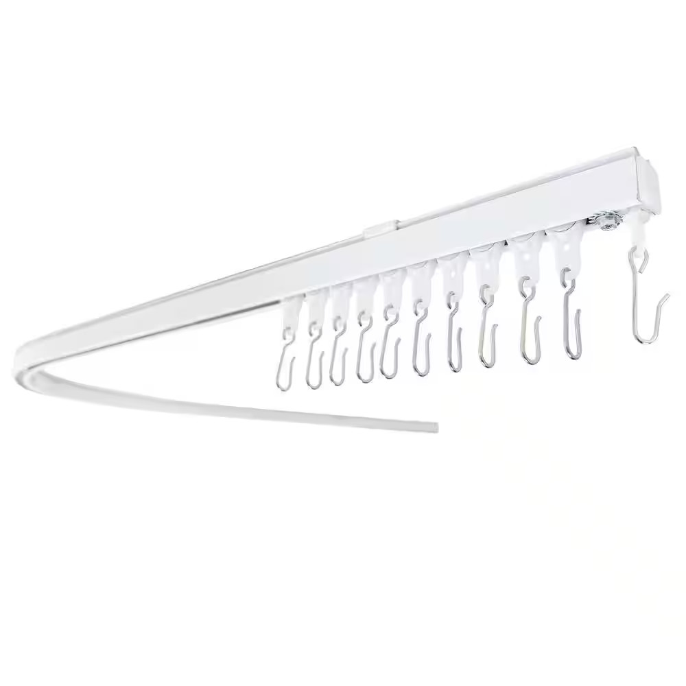 Heavy Duty 1 In. Dia Ceiling Mounted 90° Curved Corner Single Curtain Track 12 F
