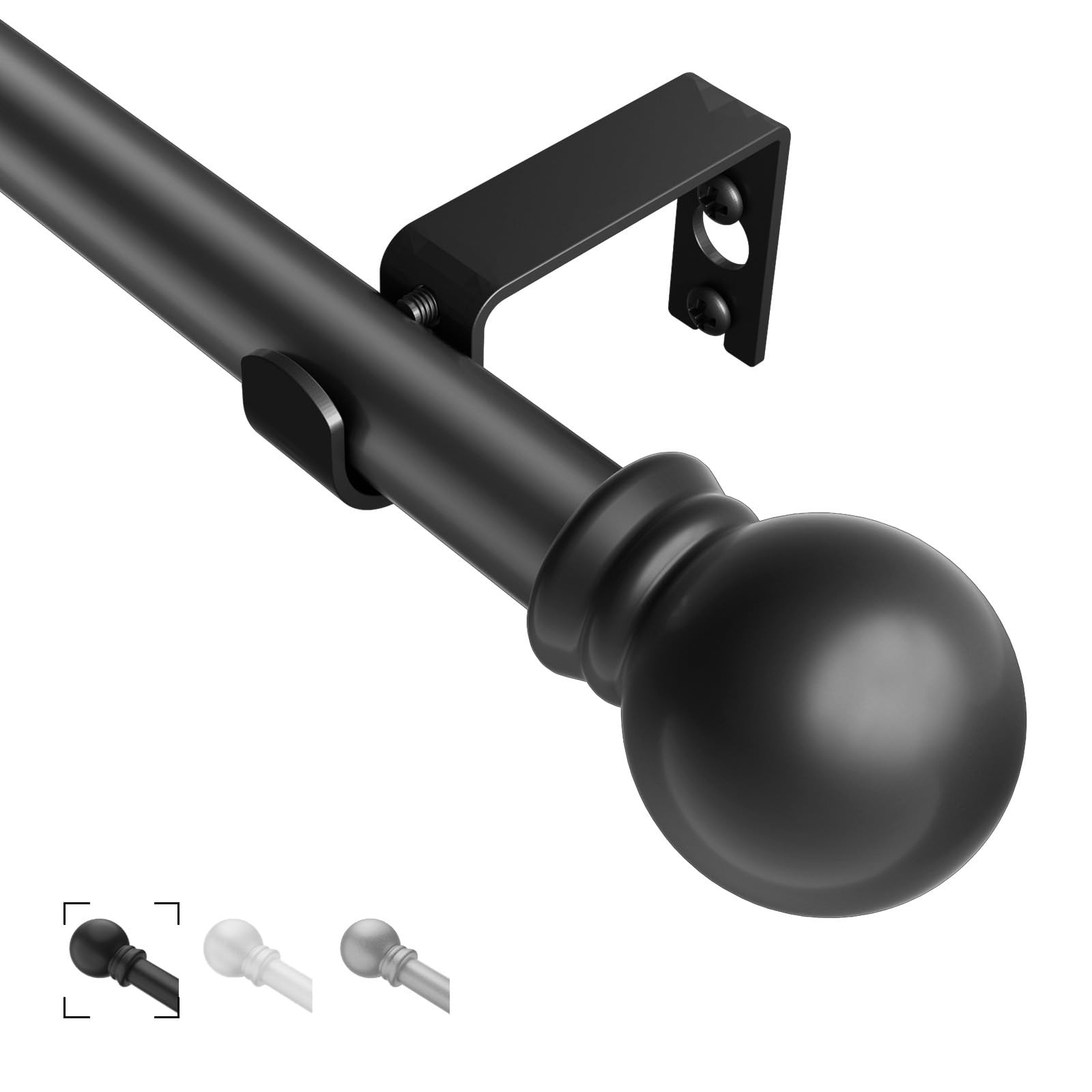 Black Curtain Rods for Windows 36″- 48″, Decorative Drapery Rod Adjustable by…