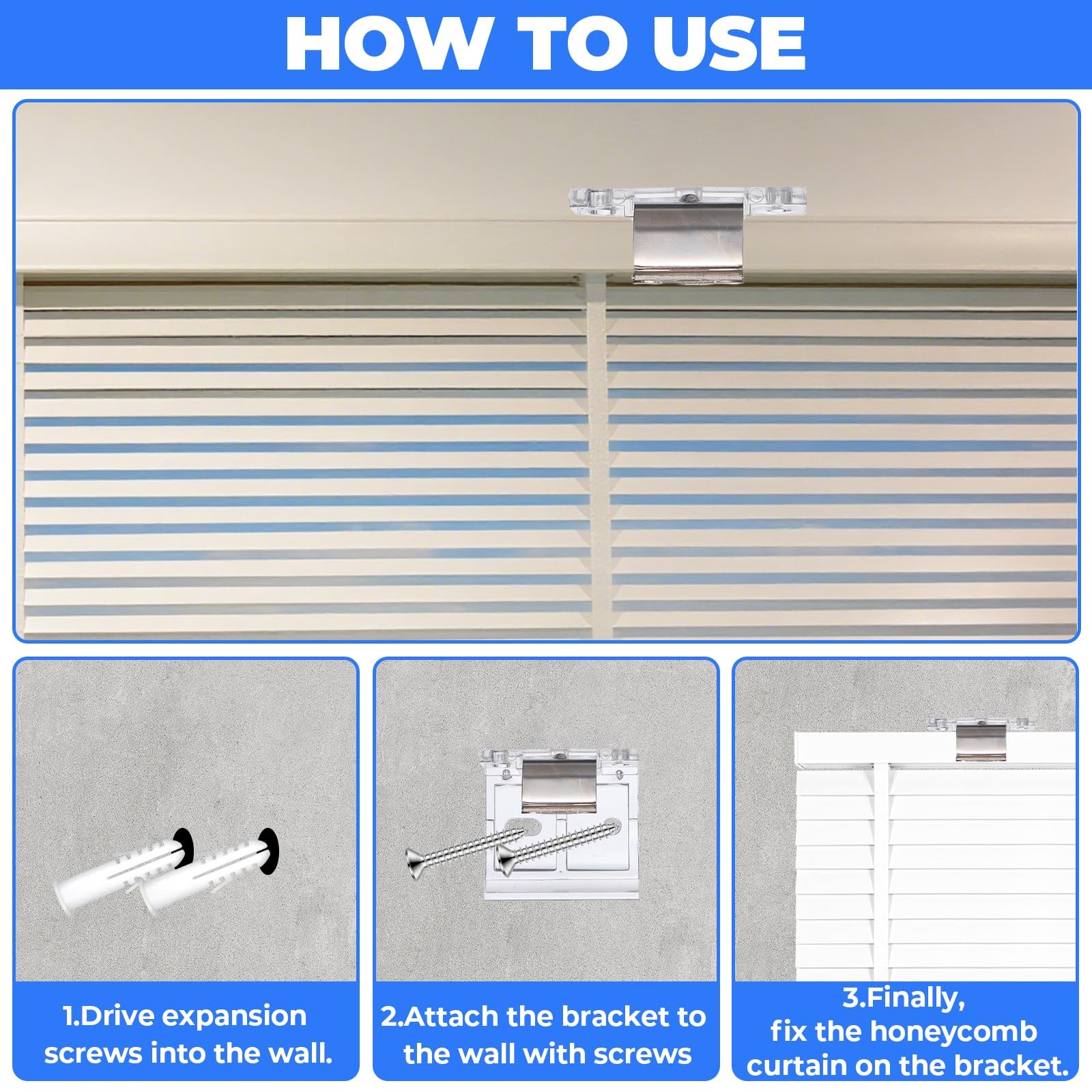 4 Pack Mounting Bracket with Metal Clip, Cordless Shade Bracket Mini Blind Br…