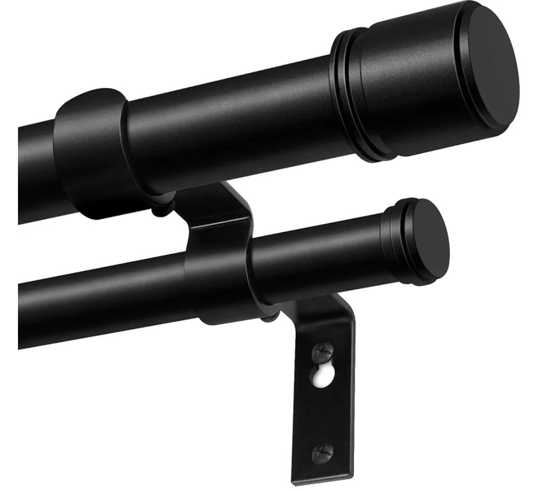Double Curtain Rod 72 to 144 Inch, HOTOZON 1 Inch Heavy Duty Double Curtain Blac
