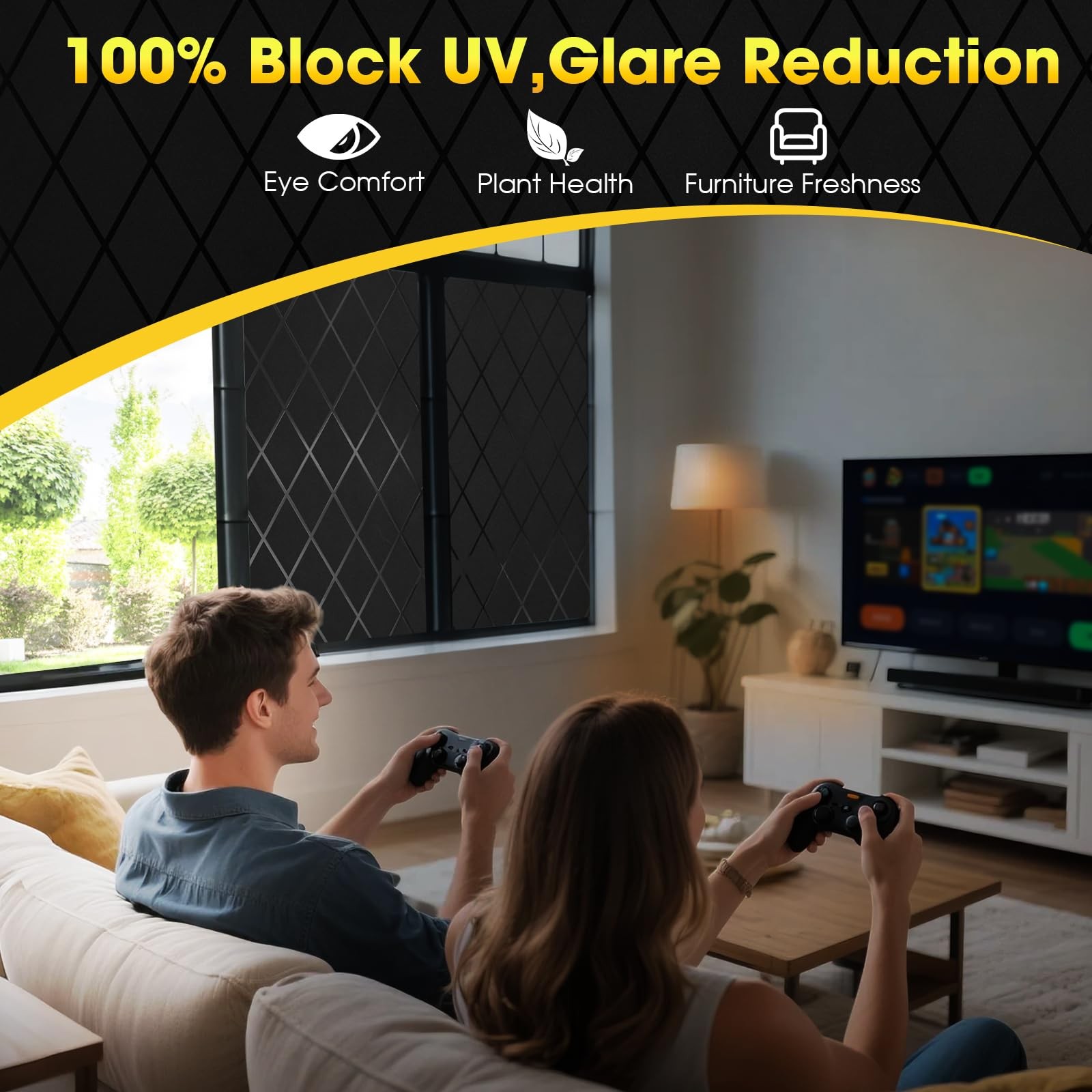 bofeifs Blackout Window Film, UV Blocking 17.5 x 78.7 inch,