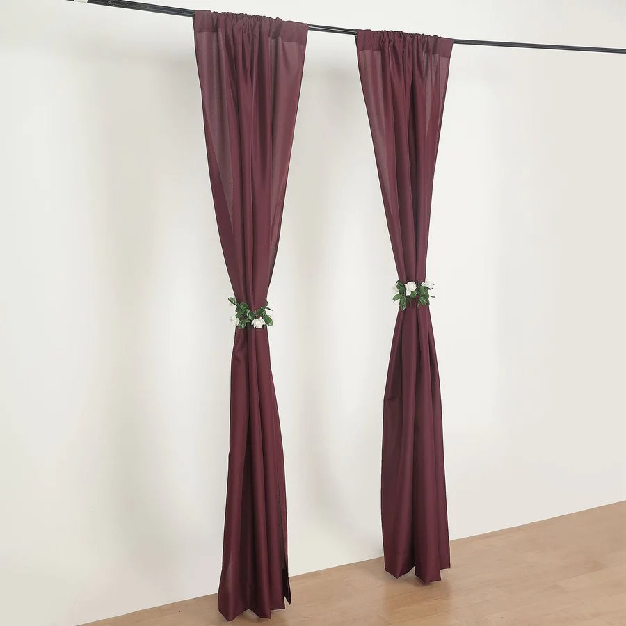 BURGUNDY 2 Drapery Panels 8 ft Polyester Backdrop CURTAINS Rod Pockets Party