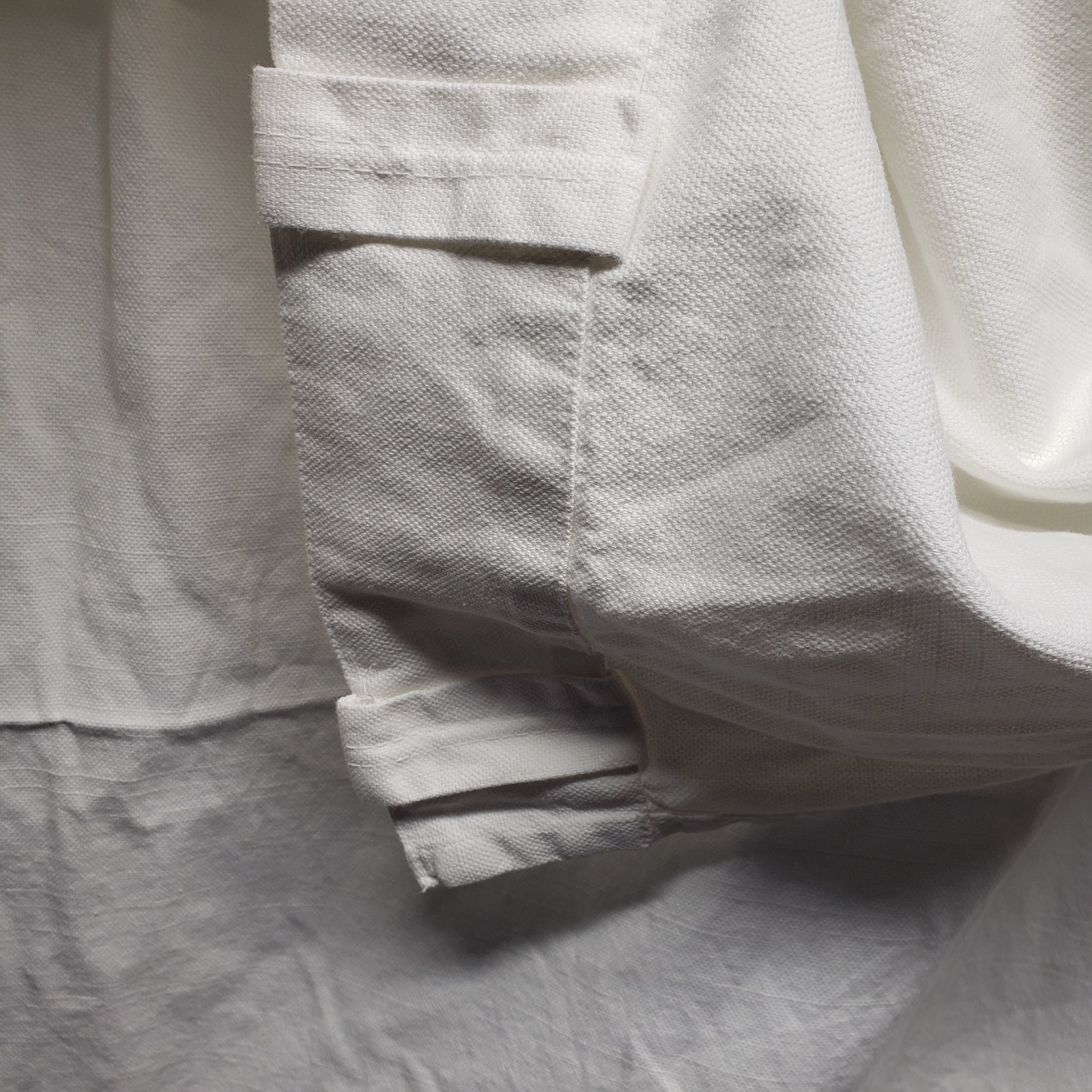 Pair Pottery Barn White Cotton Canvas Curtains Minimalist Woven Panels 49.5×77