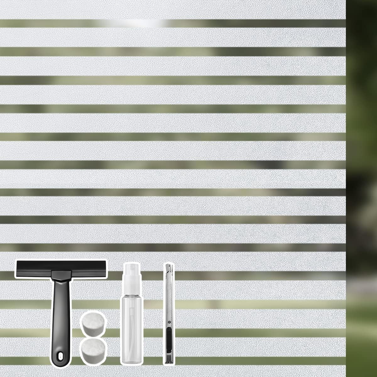 Window Privacy Film Frosted Stripe Window Film Static Cling Heat UV Blocking …