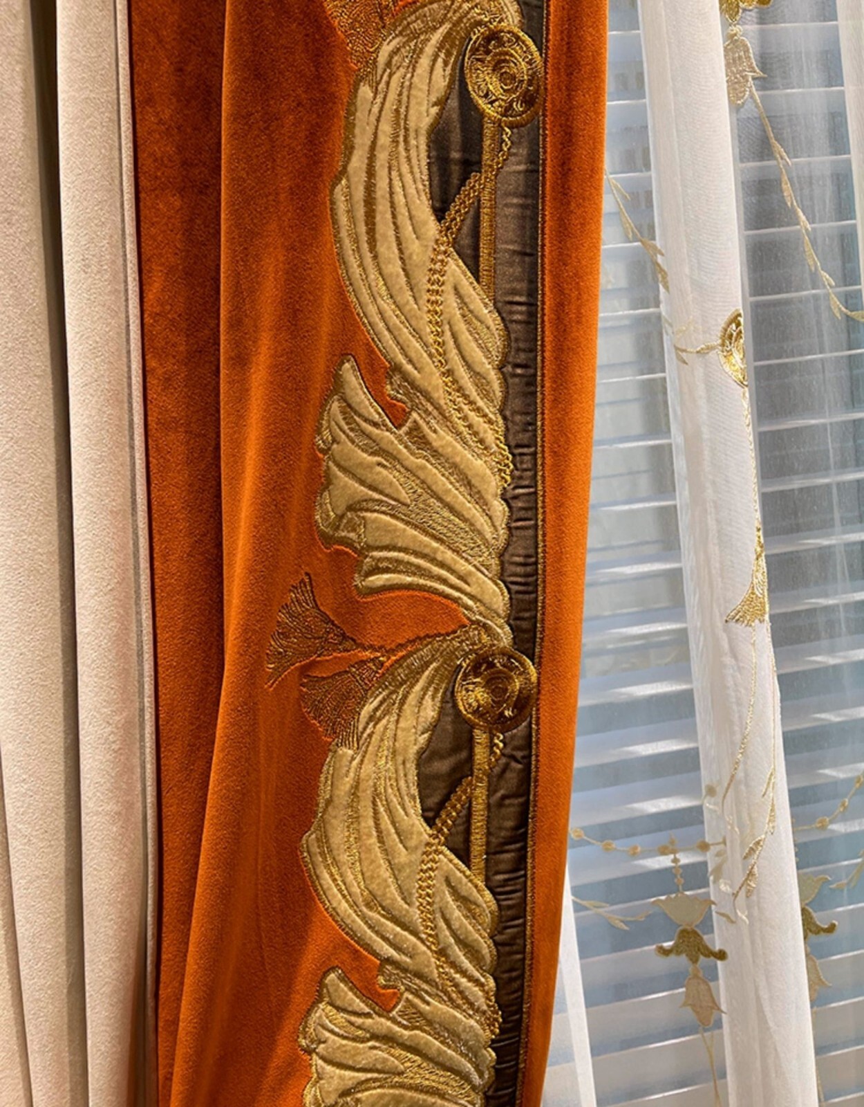 high-grade flannelette orange velvet cloth valance blackout curtain drape C1912