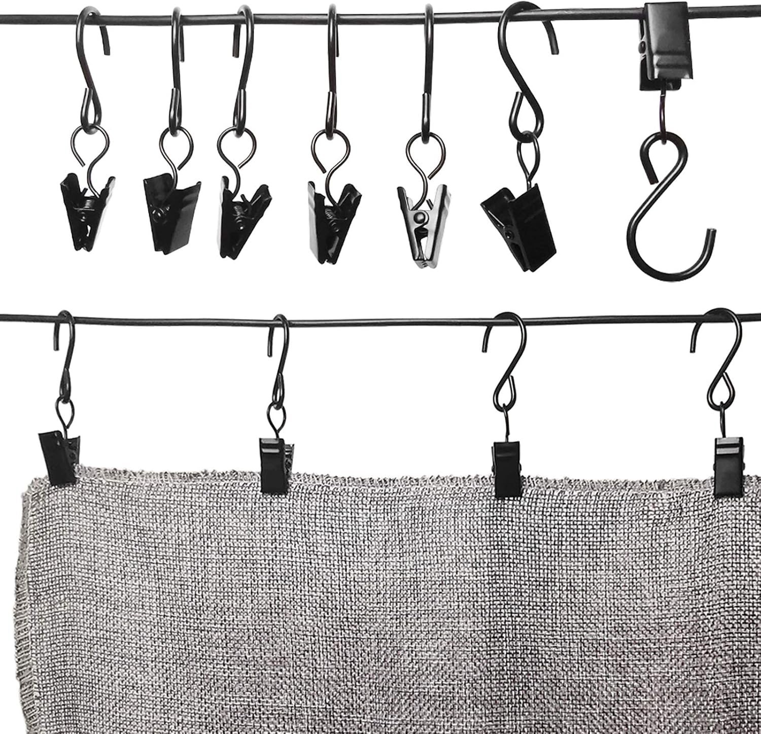 Stainless Steel S Hooks Curtain Clips, 50 Pack Hanging Party Lights Clips Han…